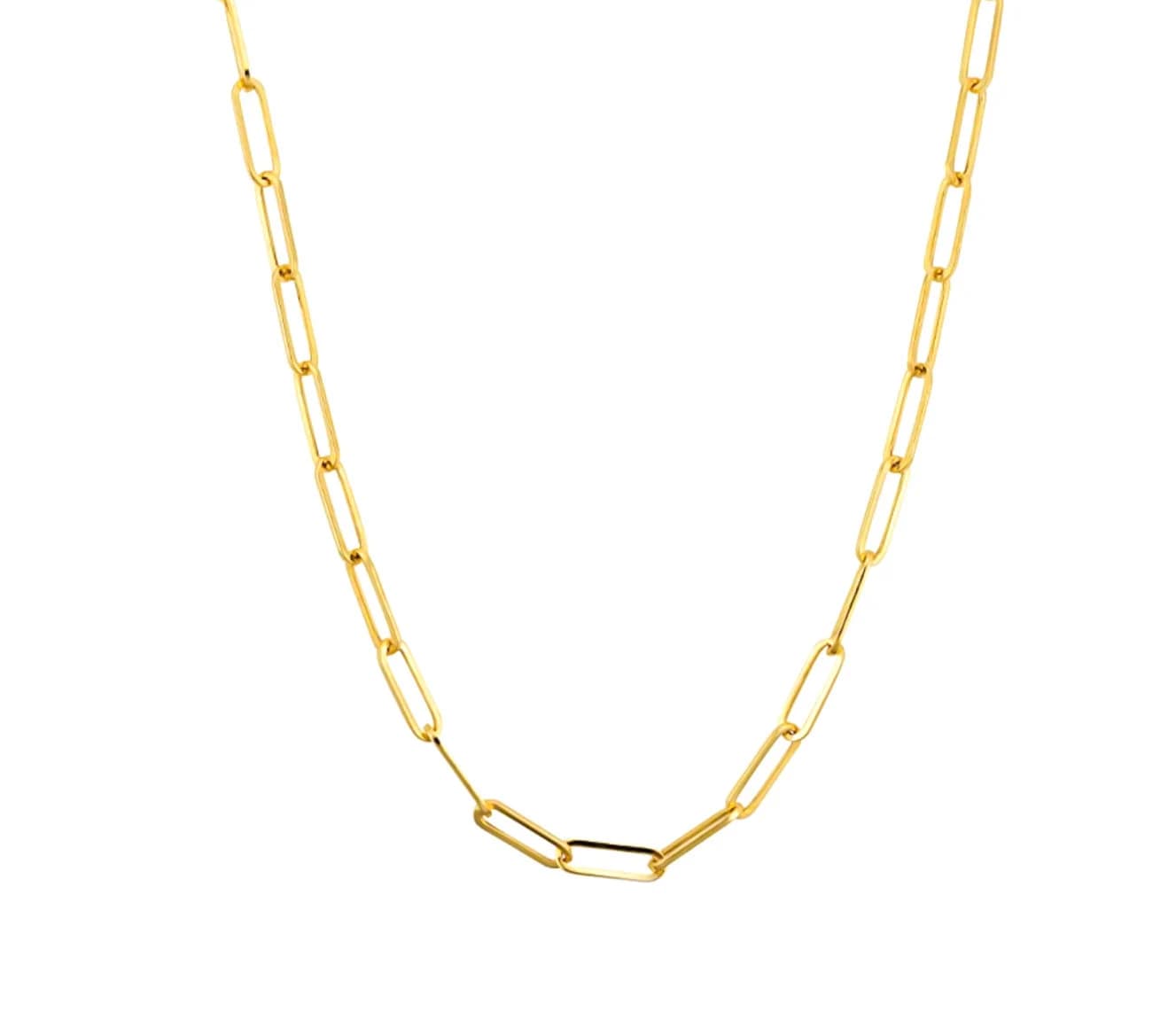 18K Gold Filled Sterling Silver Paperclip Chain,  18K Gold Paper Clip Chain, 3.0mm with Gold Layering Necklace, Gift for her(C10)
