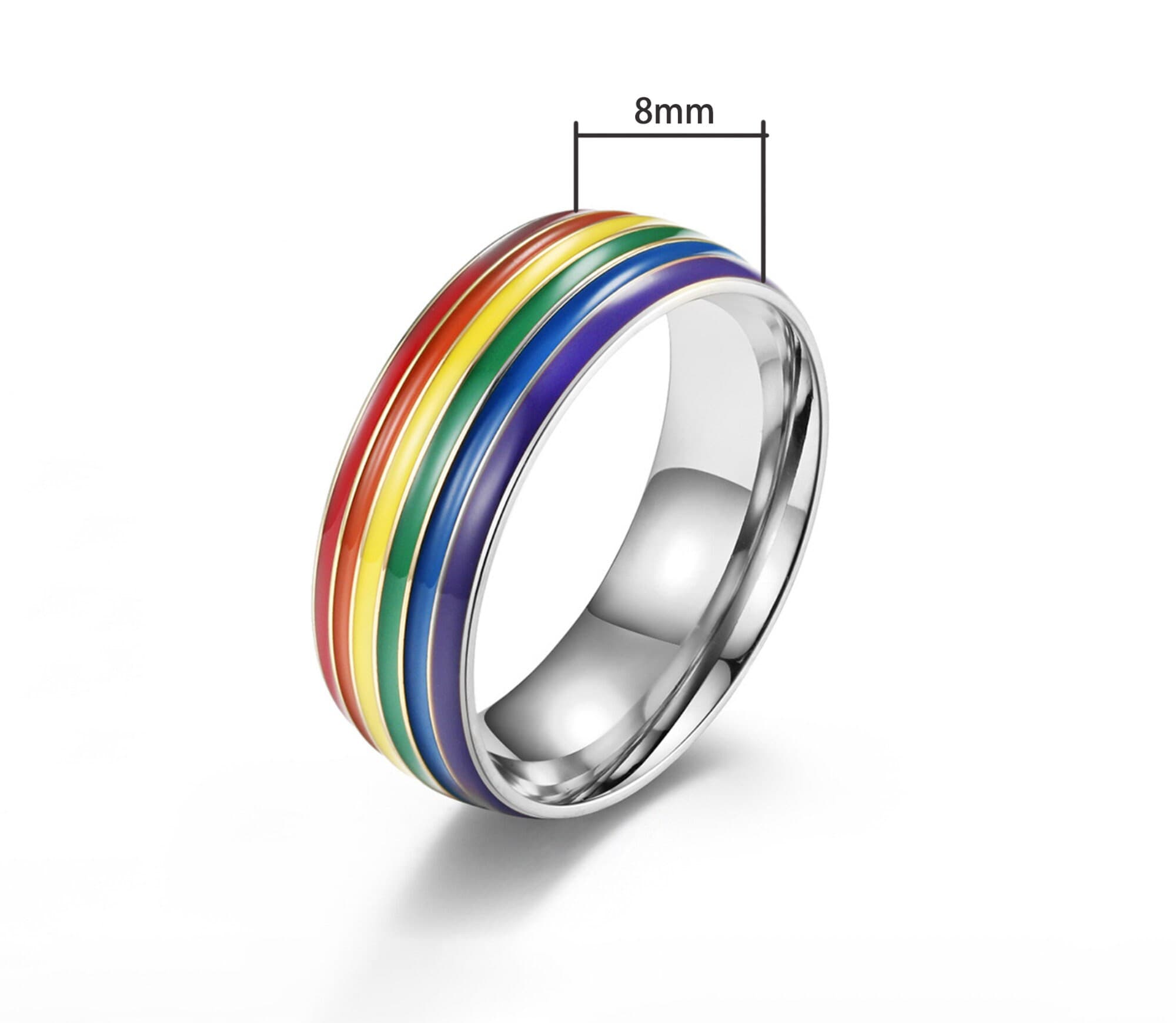 Stainless Steel Rainbow Ring, Bisexual Pride Ring, Personalized Engraved Ring, Gay Wedding Ring , LGBT Rings, 2SLGBTQIA+ Rings (R11) - image 3