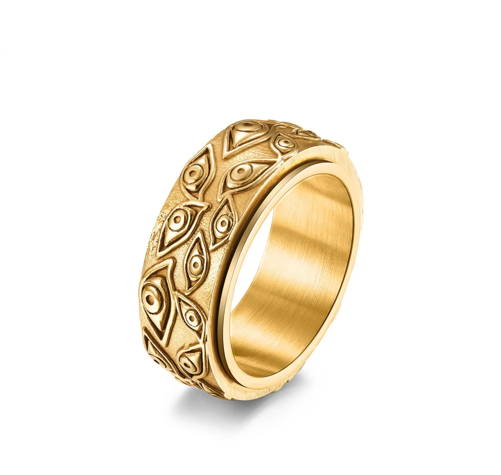 Stainless Steel Spinner Evil Eye Ring, Custom Engraving  Ring, Hamsa Ring, Gold Evil Eye Ring, Fidget Ring, Protection Ring (R27) - image 4