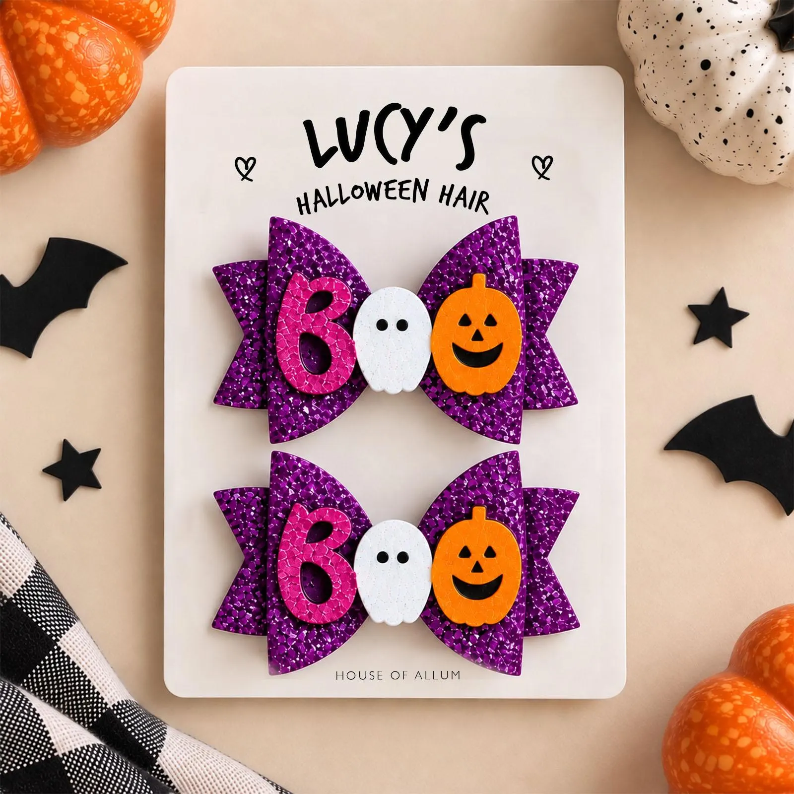 Halloween Hair Clips for Girls Glitter Hair Bows Boo Hair Clips Kids Halloween Accessories Trick or Treat Gift Small Halloween Gift - image 3