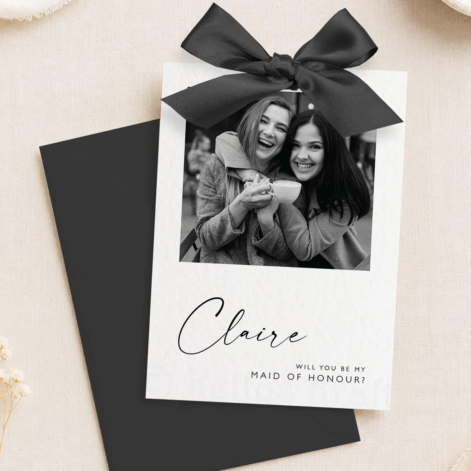 Personalised Bridesmaid Proposal Photo Card with Bow, Will You Be My Bridesmaid, Maid of Honour, Bridal Party Gift - image 5