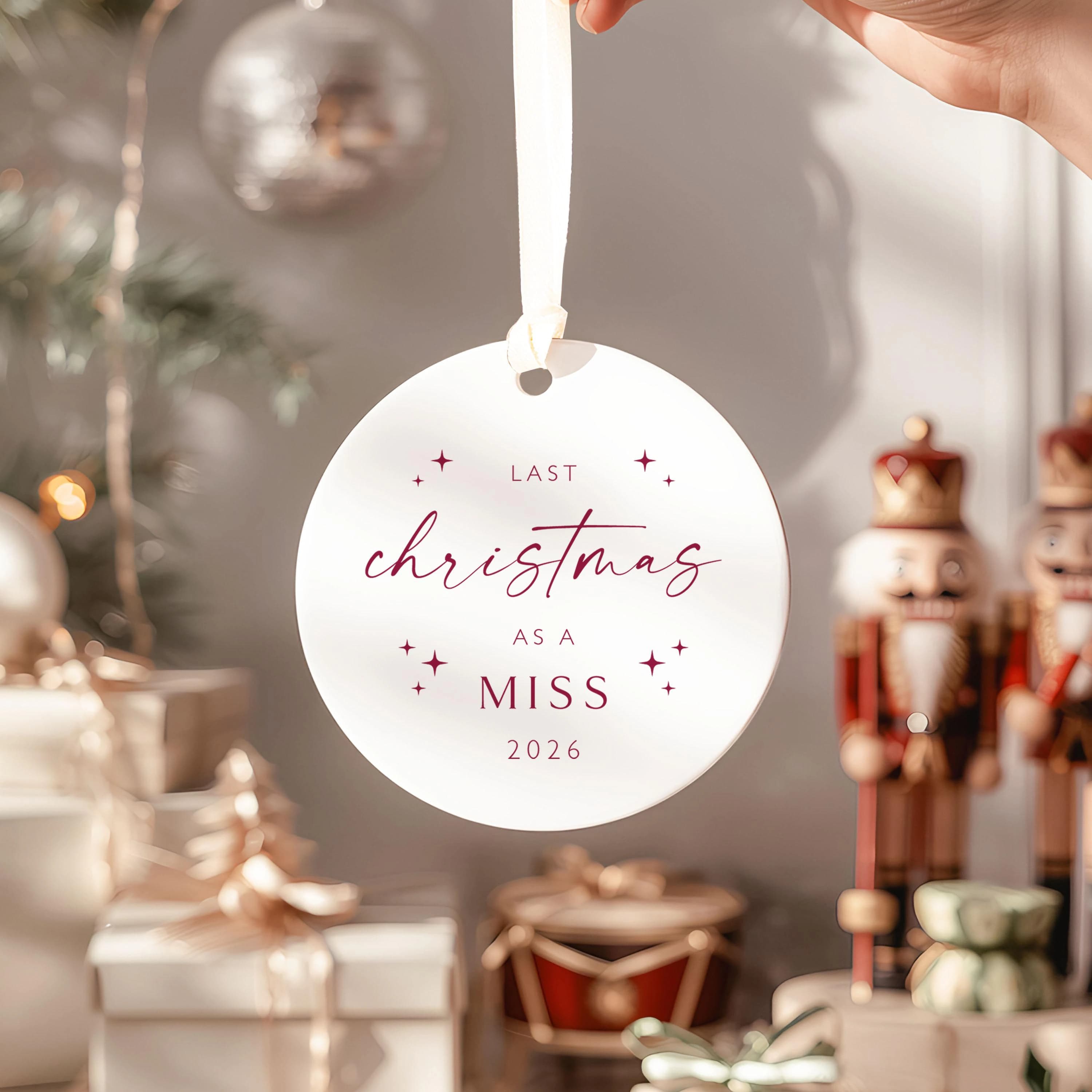 Last Christmas as a Miss Bauble Hen Party Ornament Bride Keepsake Christmas Decoration Engaged Gift Stocking Filler - image 4
