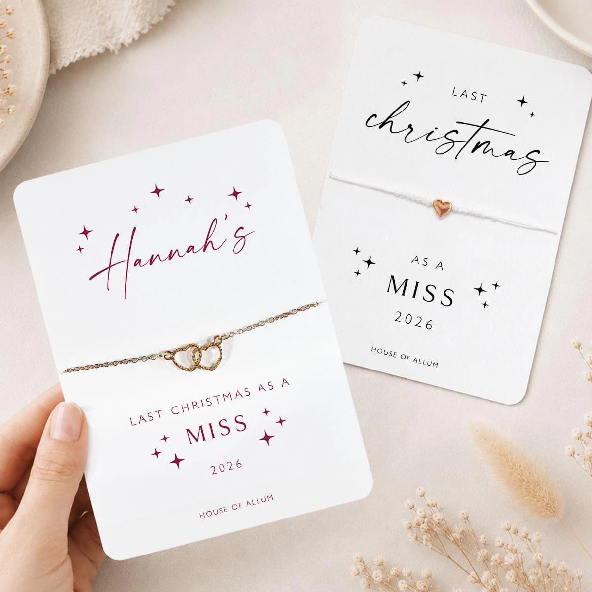 Last Christmas As A Miss Bracelet Personalised Bride To Be Gift Engagement Present Engagement Gift Idea Christmas Bride Gift