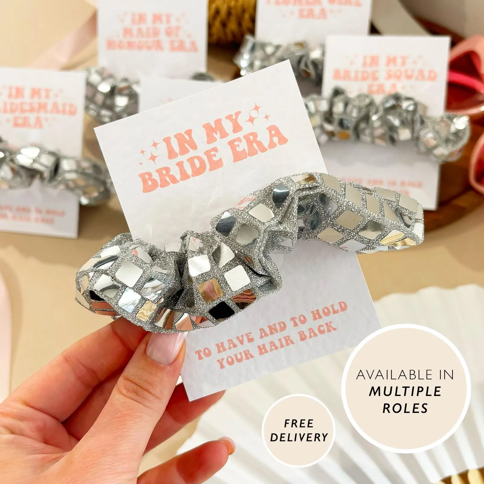 Hen Do Scrunchie Favours Disco Bride Era  Hen Party Bags and Gifts  Personalised Hair Tie Favours for Bride Tribe & Bride Squad - image 5