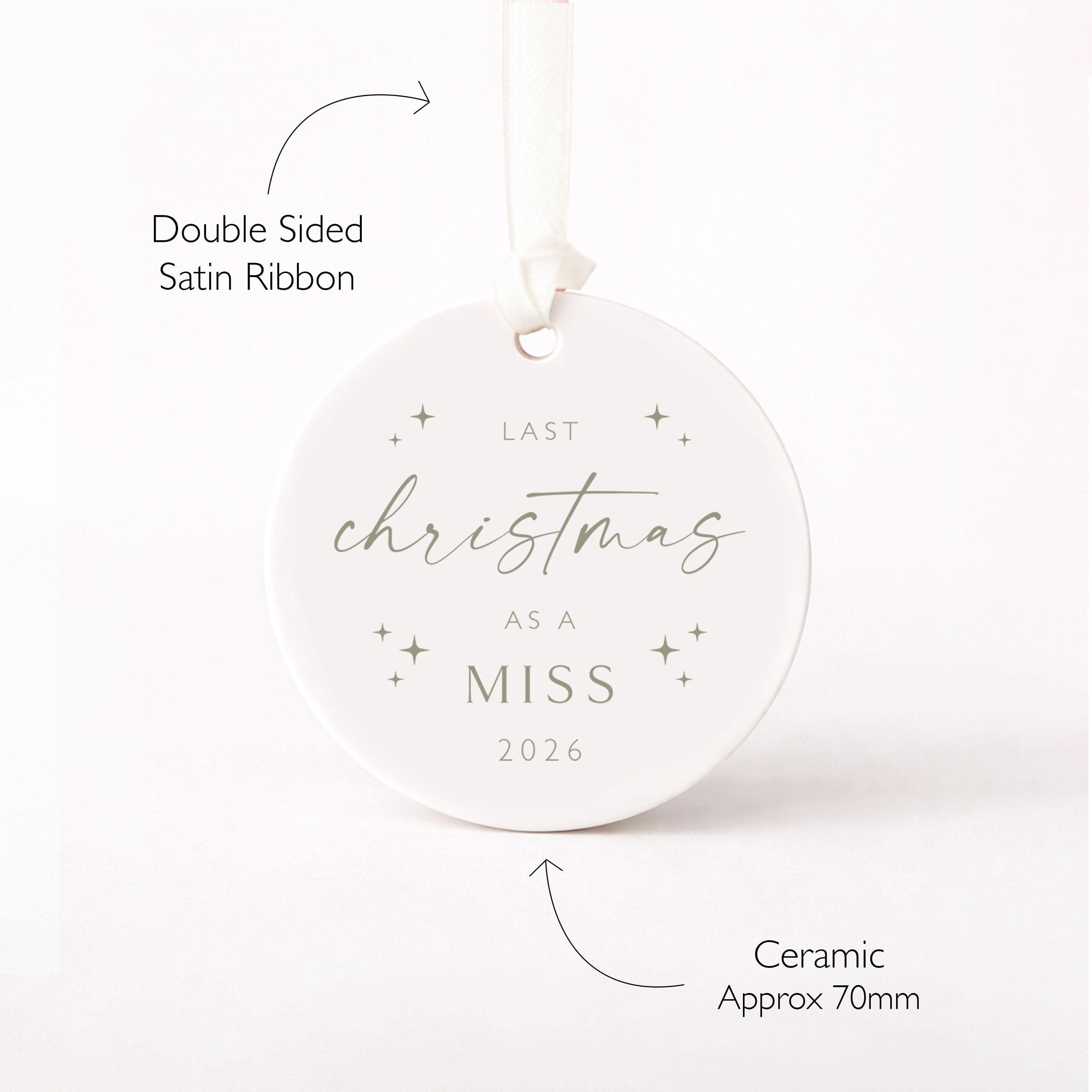 Last Christmas as a Miss Bauble Hen Party Ornament Bride Keepsake Christmas Decoration Engaged Gift Stocking Filler - image 5