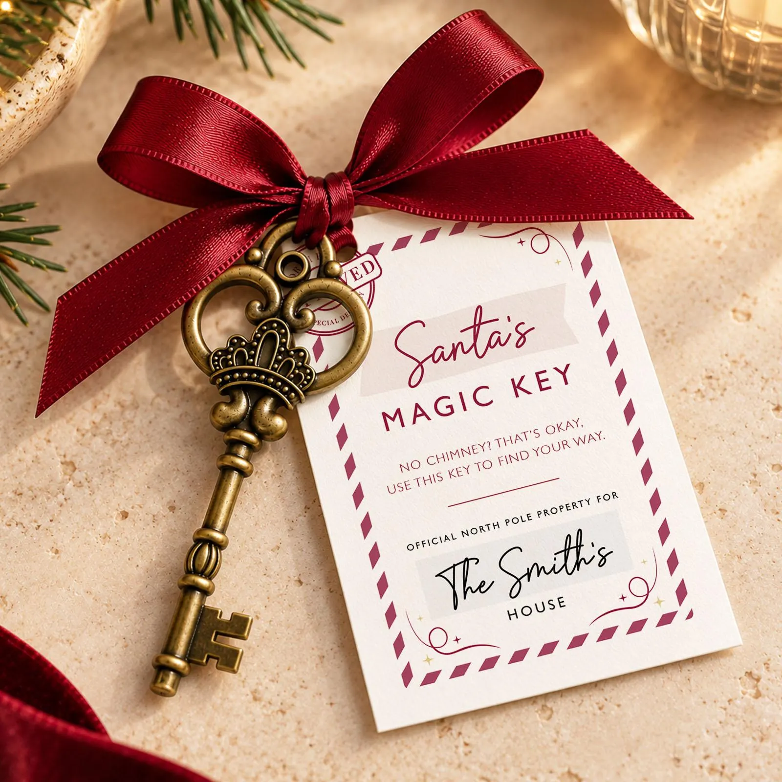 Personalised Santa Magic Key Christmas Eve Key for Santa Personalised Family Christmas Eve Gift No Chimney Santa Key
