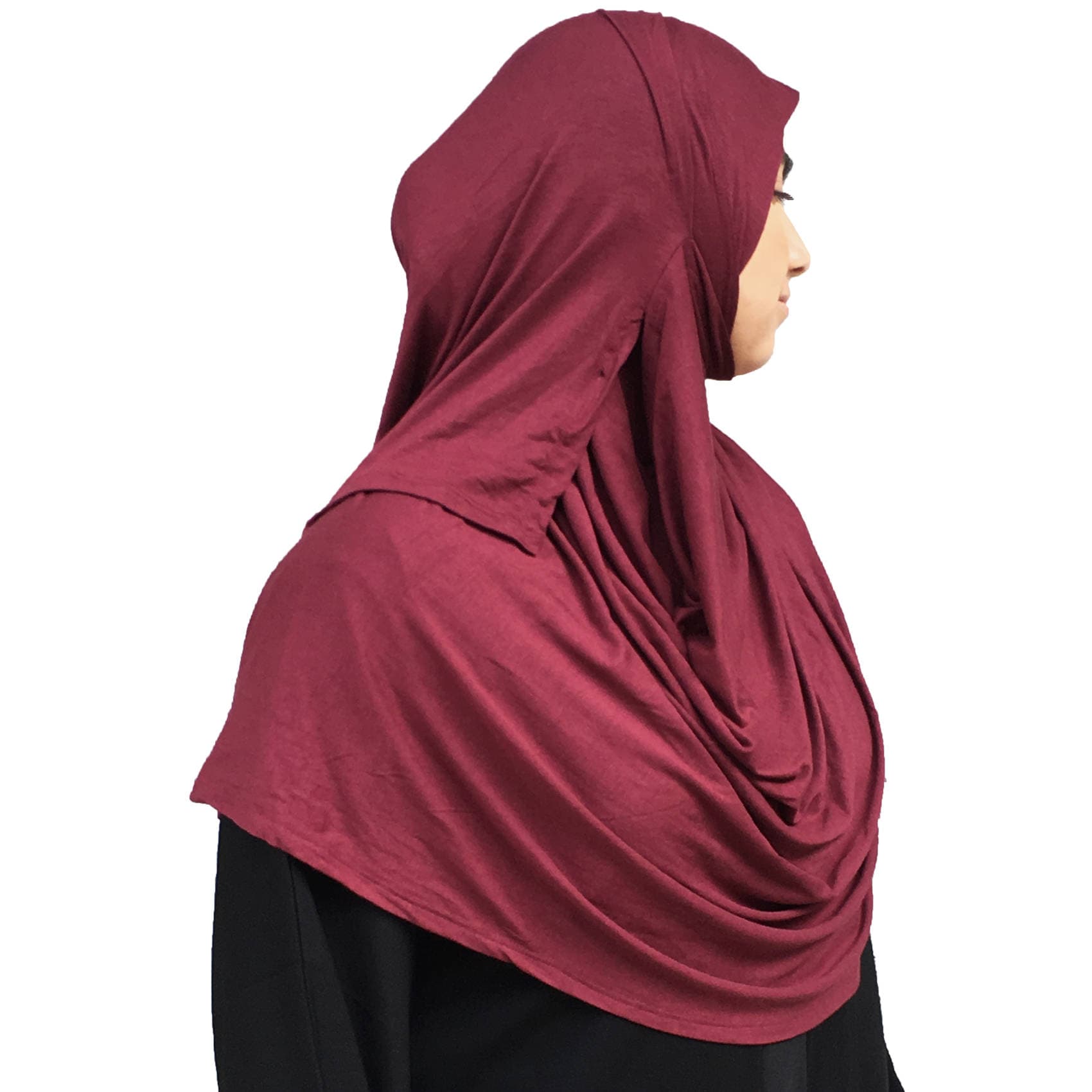 Maroon Cotton Jersey Instant Hijab - Hajj Ready-to-Wear - image 3