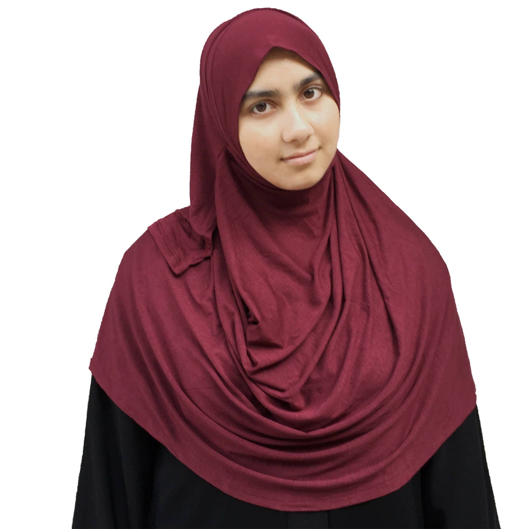 Maroon Cotton Jersey Instant Hijab - Hajj Ready-to-Wear