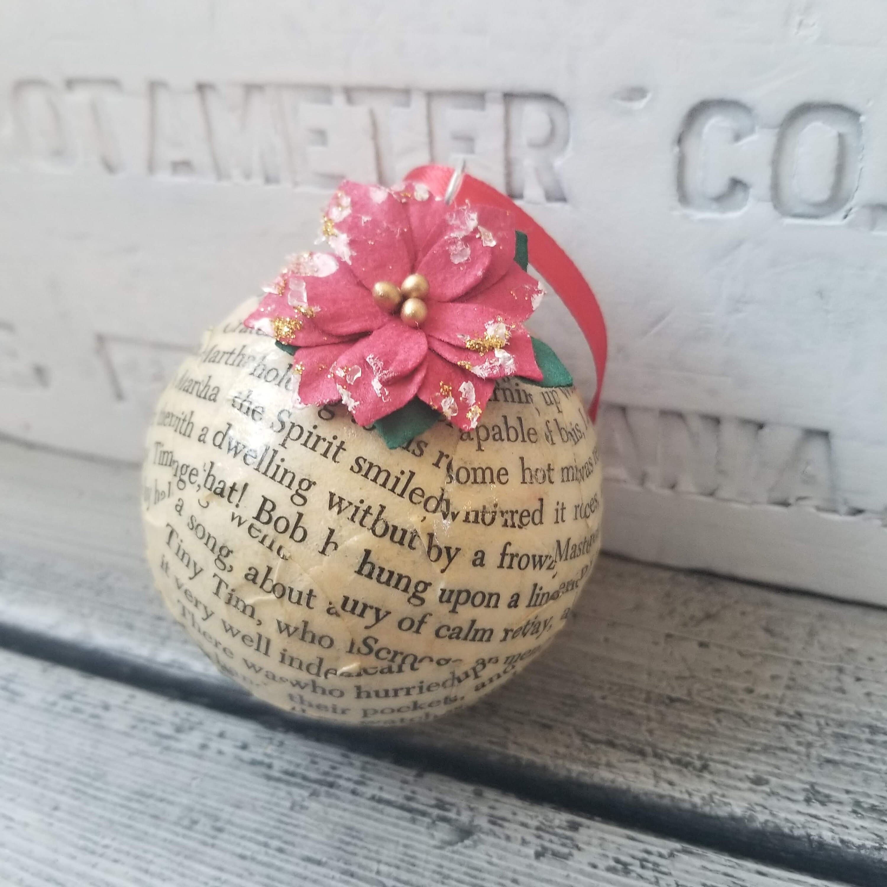 A Christmas Carol book page Christmas ornament, vintage Christmas Carol by Charles Dickens ornament, upcycled book ornament, Dickens - image 4
