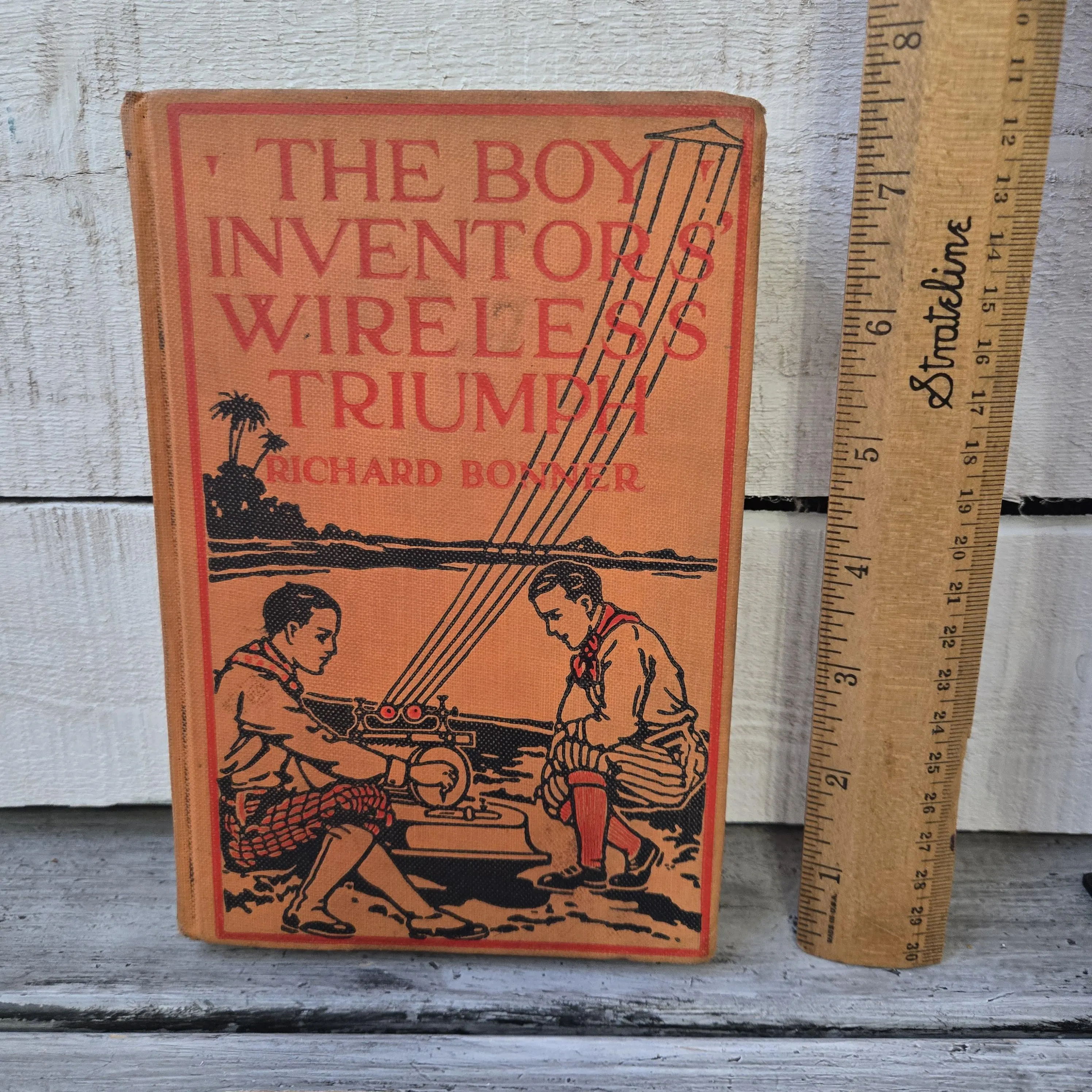 The Boy Inventors' Wireless Triumph book by Richard Bonner 1929, Boy Inventors' series, antique Richard Bonner book, antique orange book - image 4