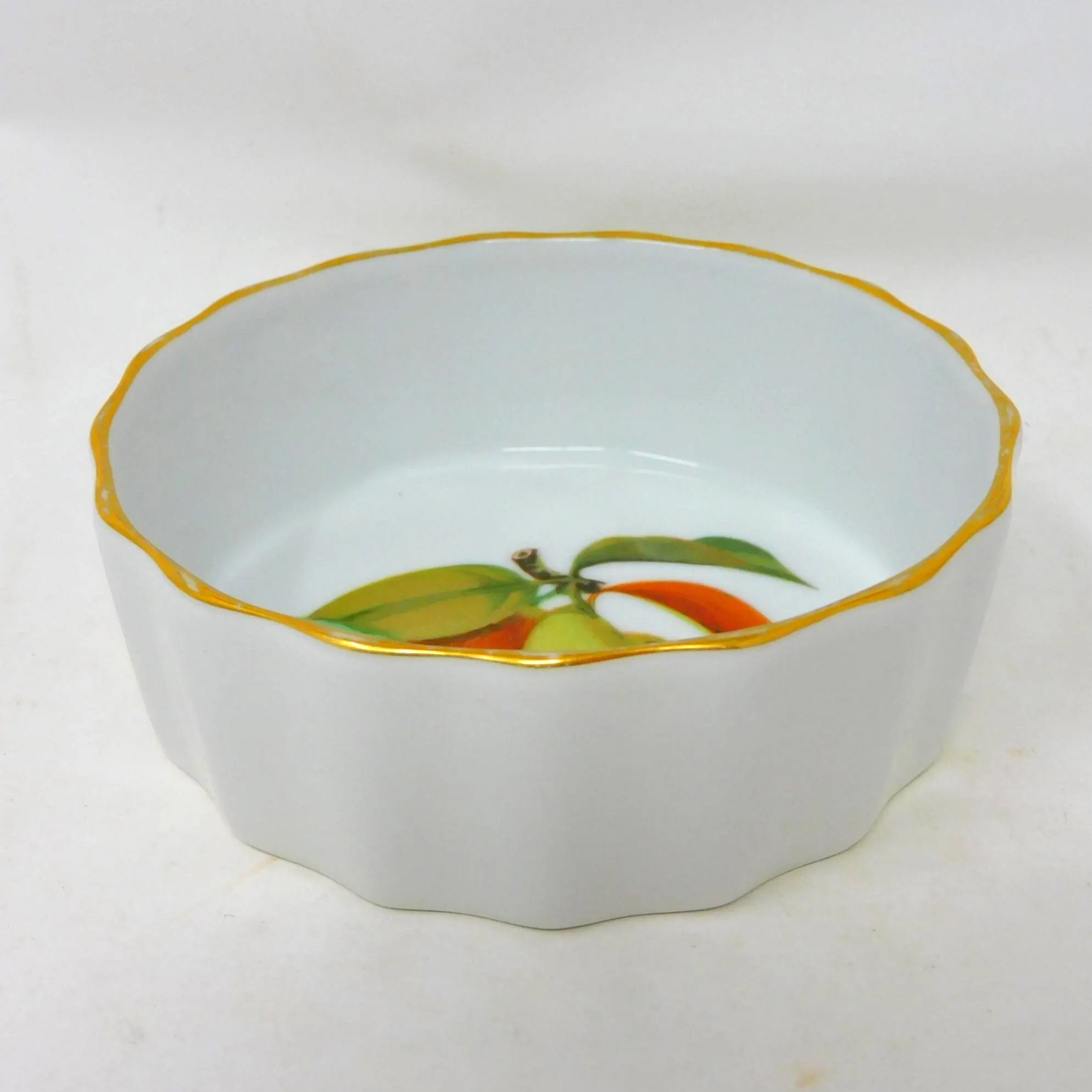 Royal Worcester Evesham Gold Flan Dish • Vintage Fruit Motif Porcelain (4 inch)