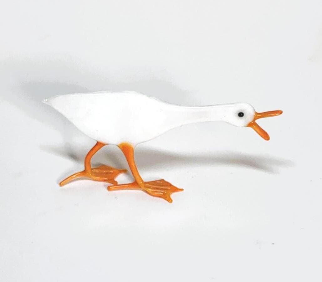 Vintage Miniature Fused Glass Duck Figurine - image 2