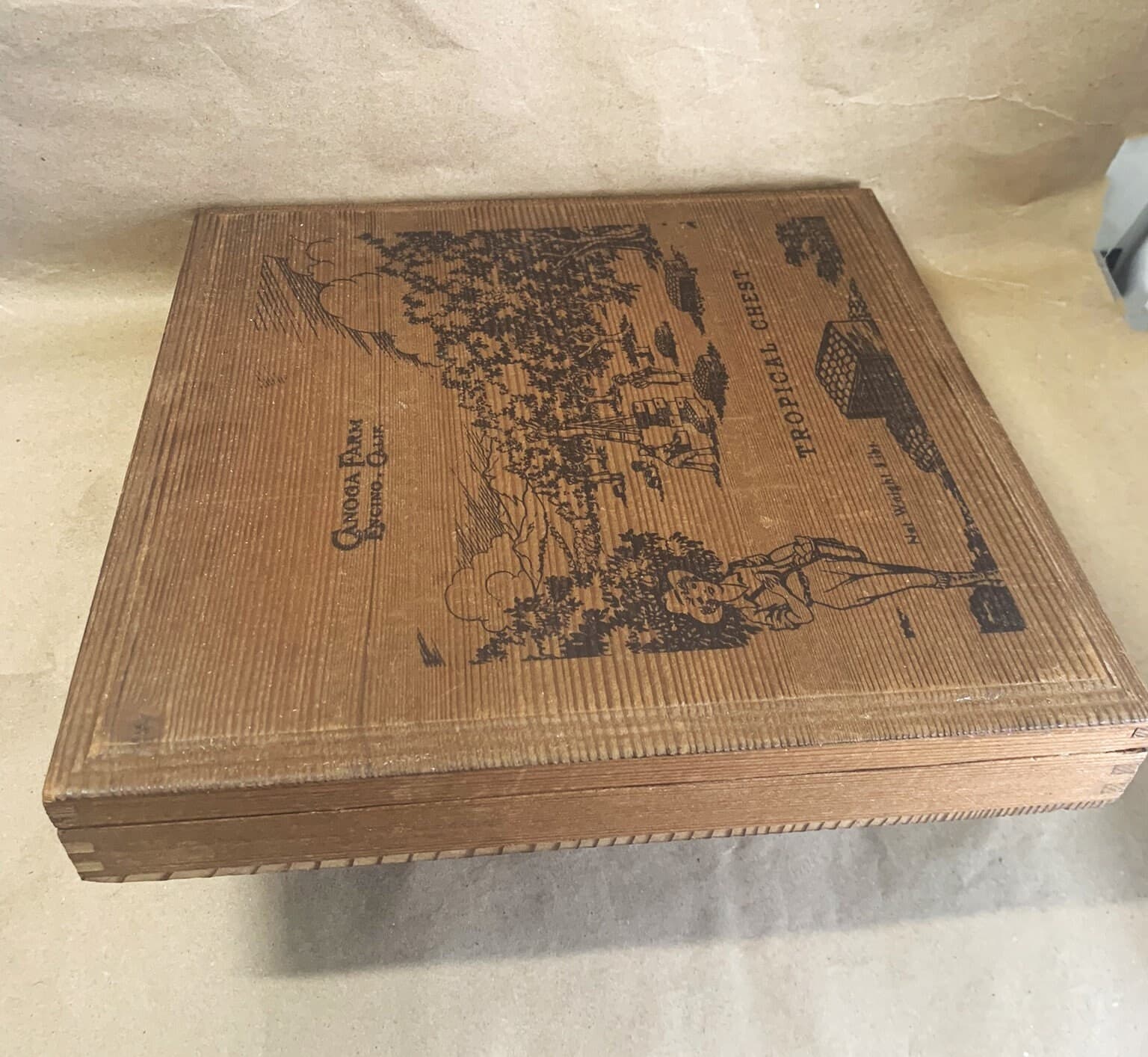 Vintage Wooden Box Advertising Canoga Farms Encino CA - image 4