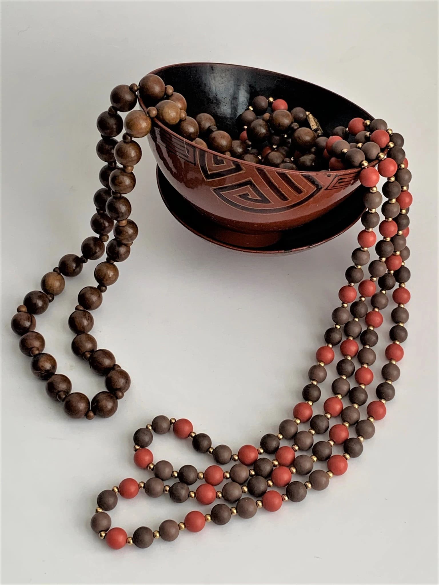 Vintage Beaded Necklaces (2) Melamine Plastic and Wood Vintage Costume Jewelry