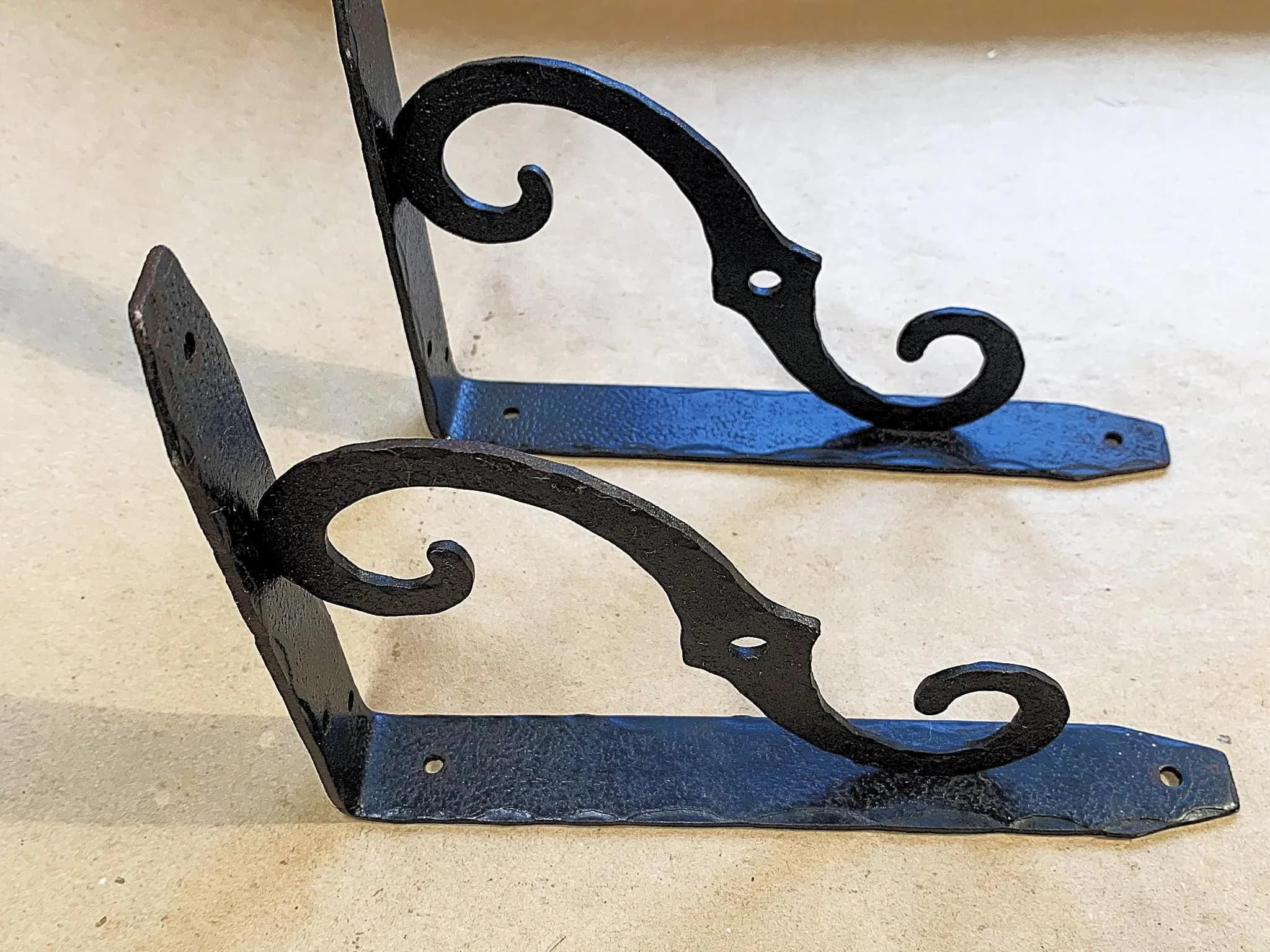 Vintage Italian Hammered Metal L-Shaped Mounting Brackets - image 5