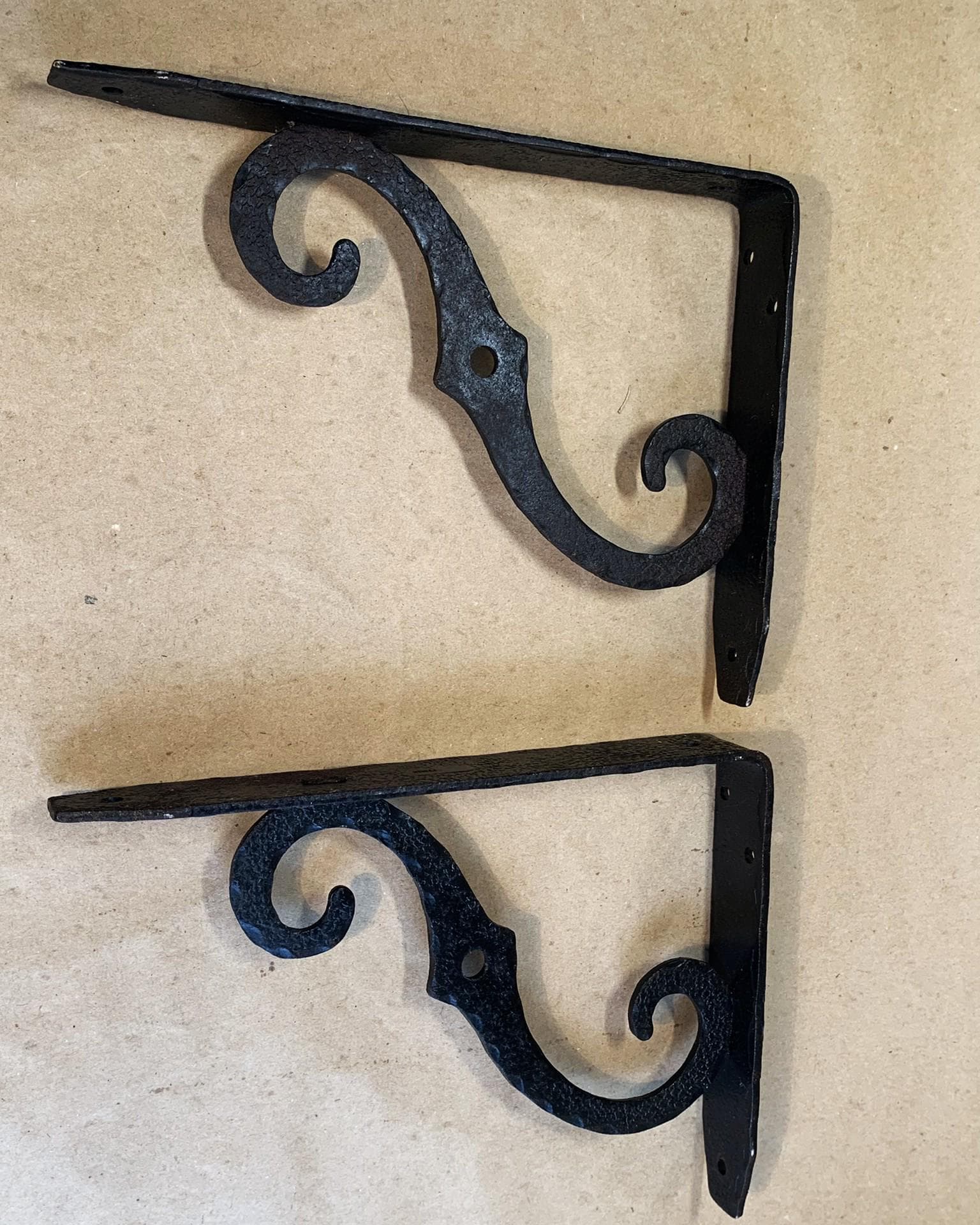 Vintage Italian Hammered Metal L-Shaped Mounting Brackets - image 4