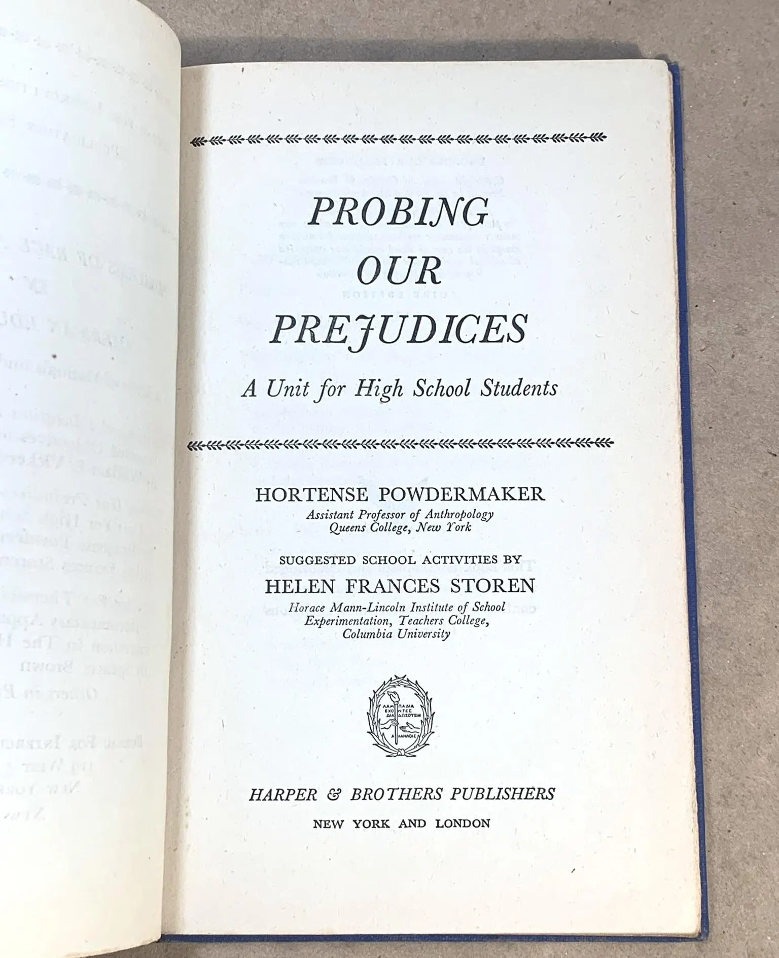 Probing Our Prejudices  Hortense Powdermaker  Problems of Race and Culture for High School Students - image 2