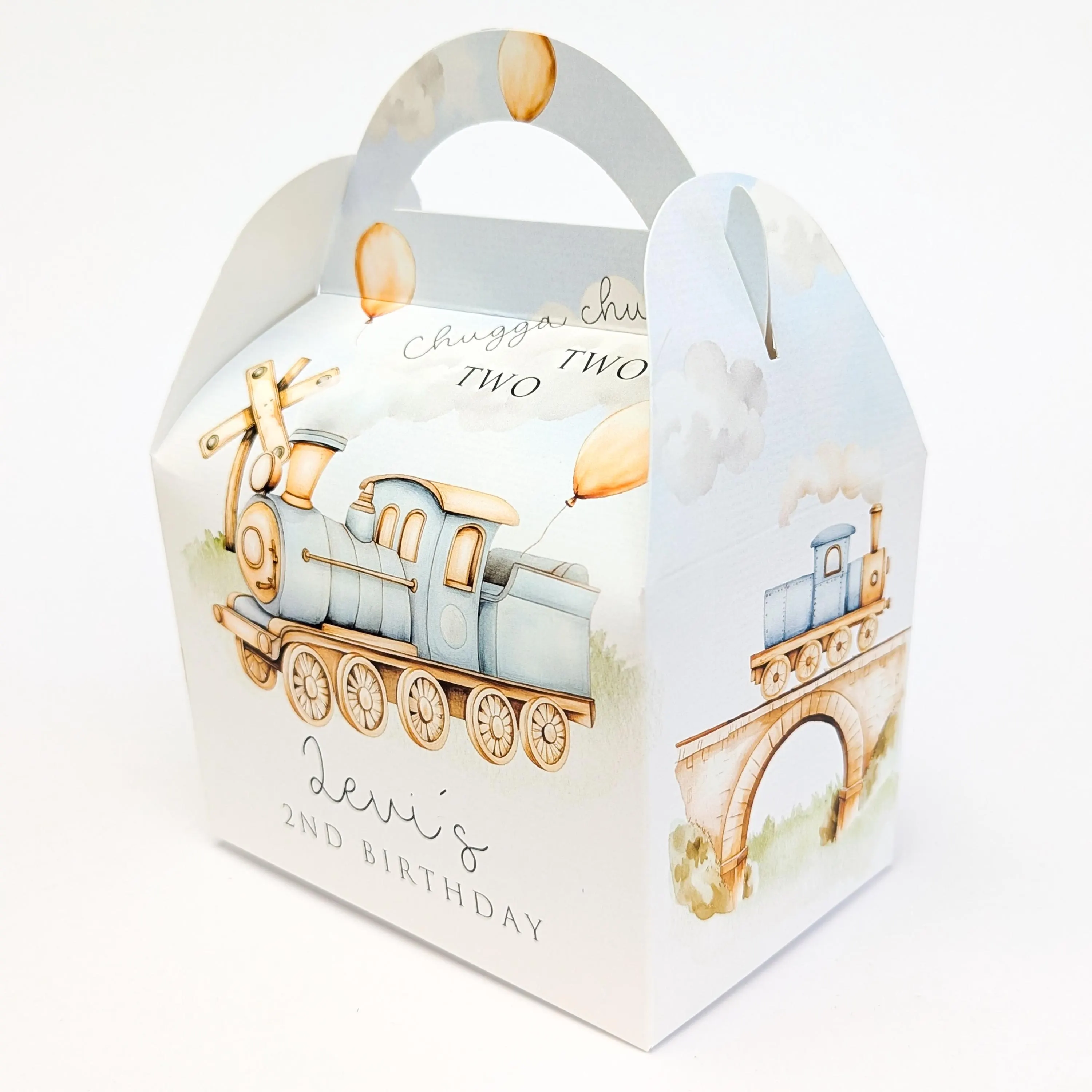 STEAM TRAINS Train Transport Personalised Children’s Party Box Gift Bag Favour - image 3