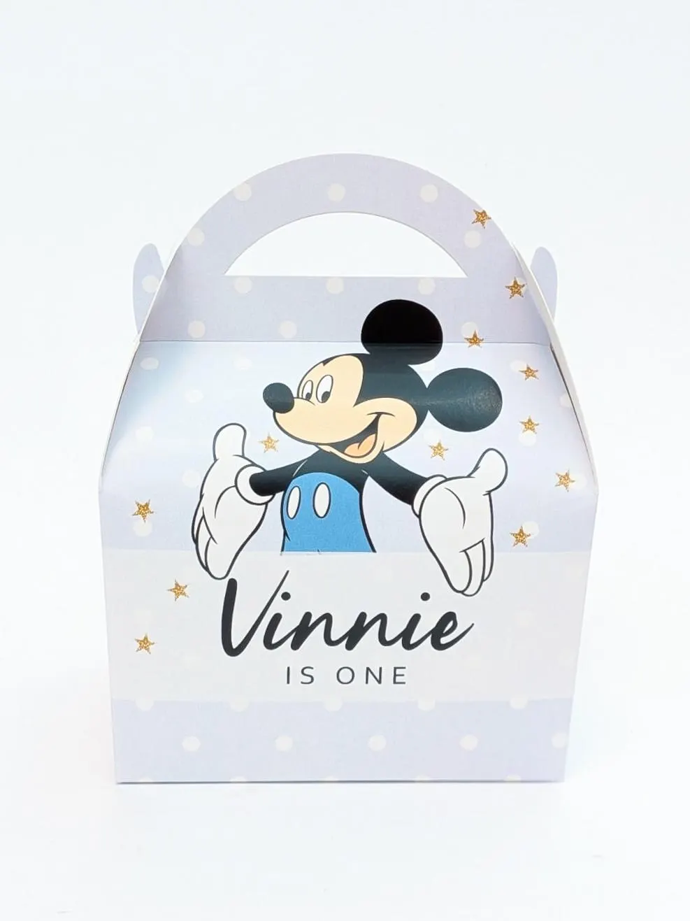 Personalised Blue Mickey Mouse Children's Birthday Party Box, Treat Bag