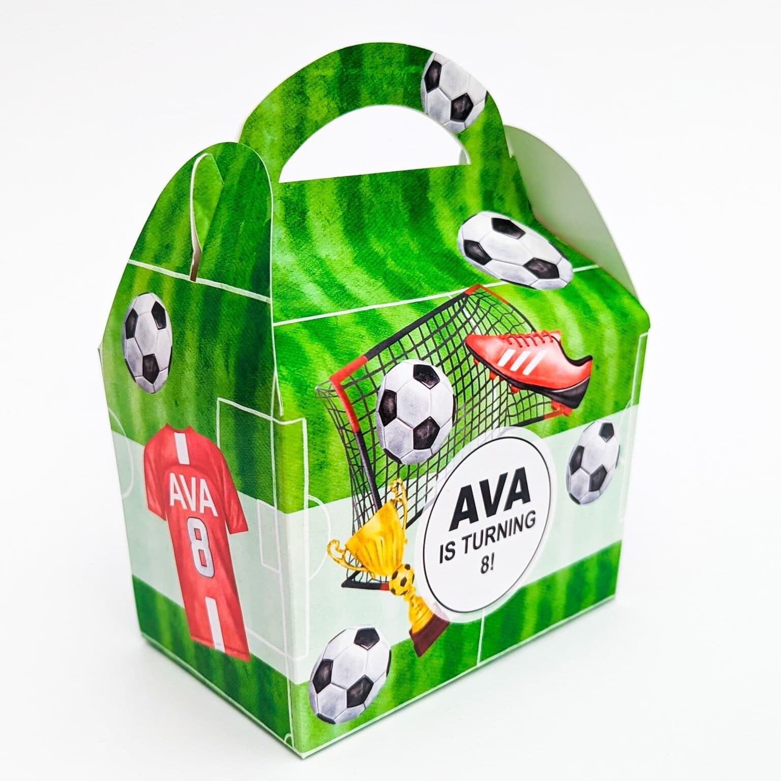 Football team soccer Personalised Children’s Party Box Gift Bag Favour - image 2