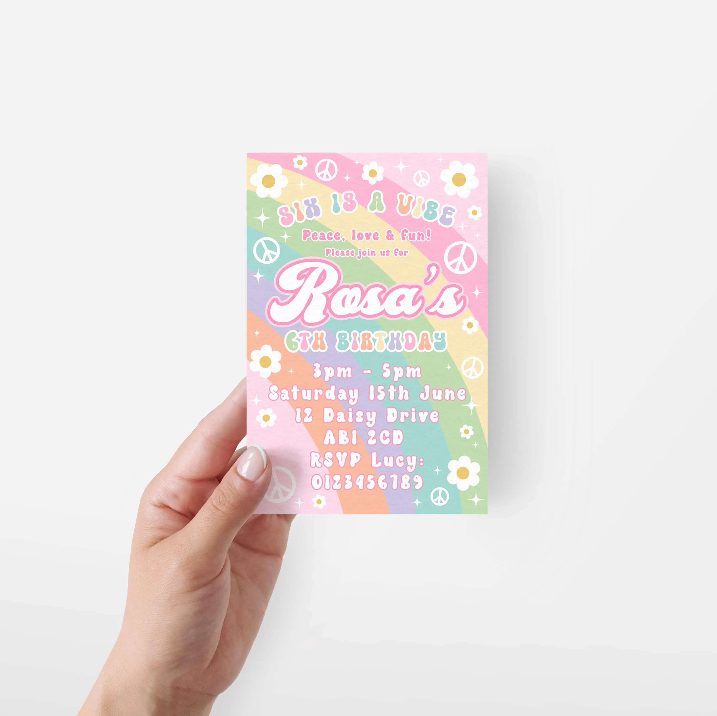 DIGITAL DOWNLOAD Personalised Retro Two Groovy Hippie Invitation - image 3