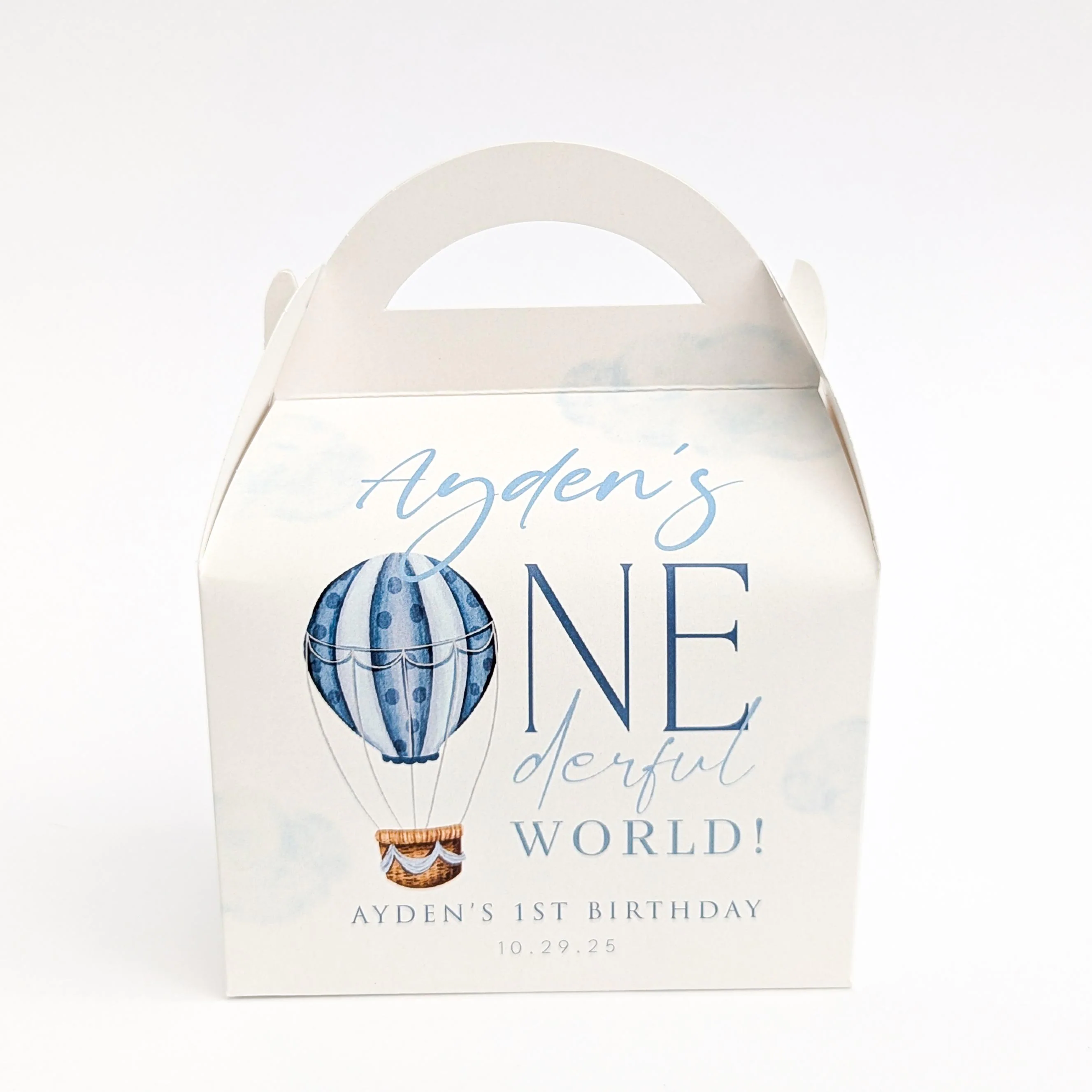 ONEDERFUL Hot air balloon personalised party boxes