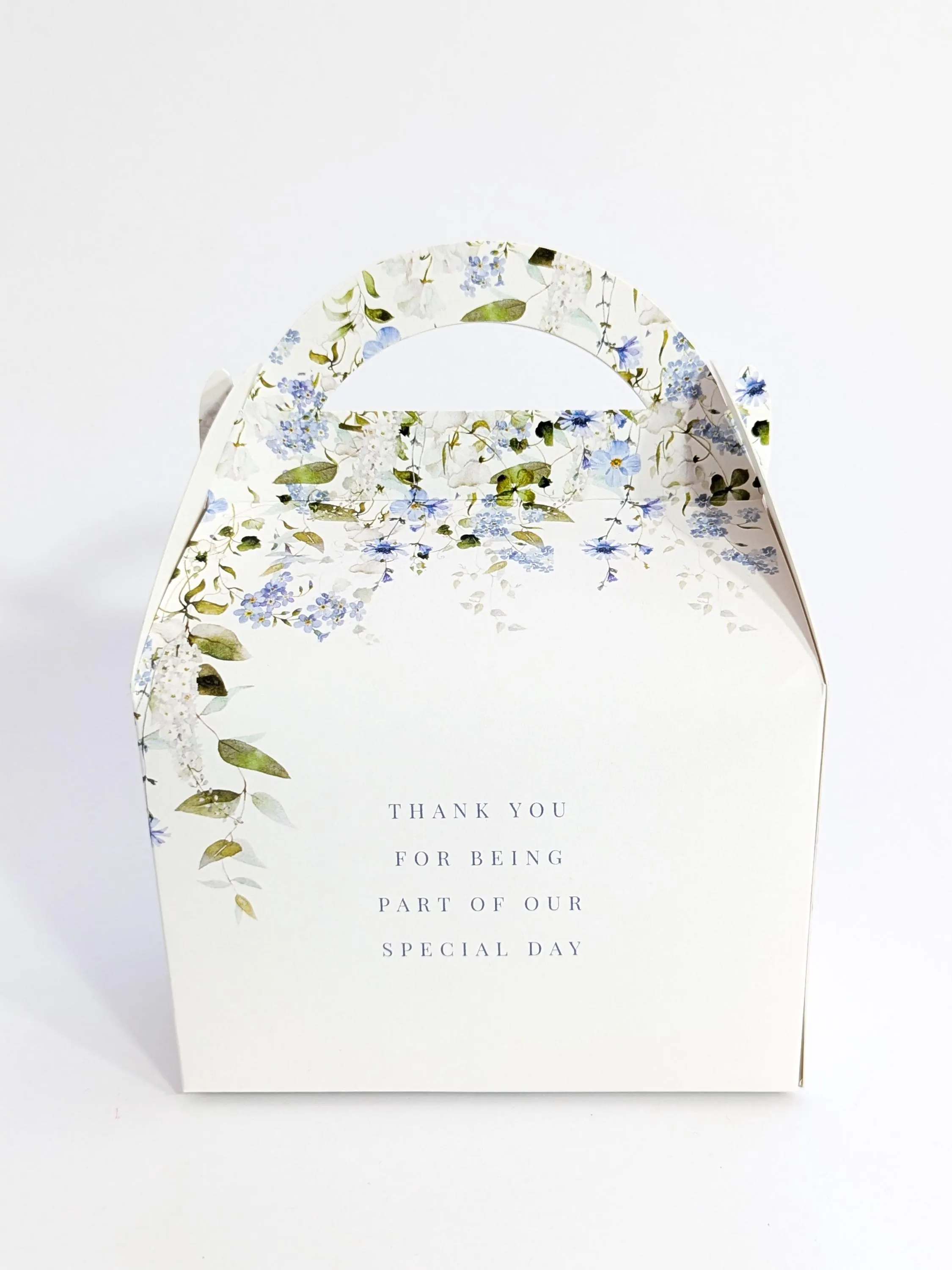 Personalised Blue Floral and Greenery Wedding Favour Boxes - image 4