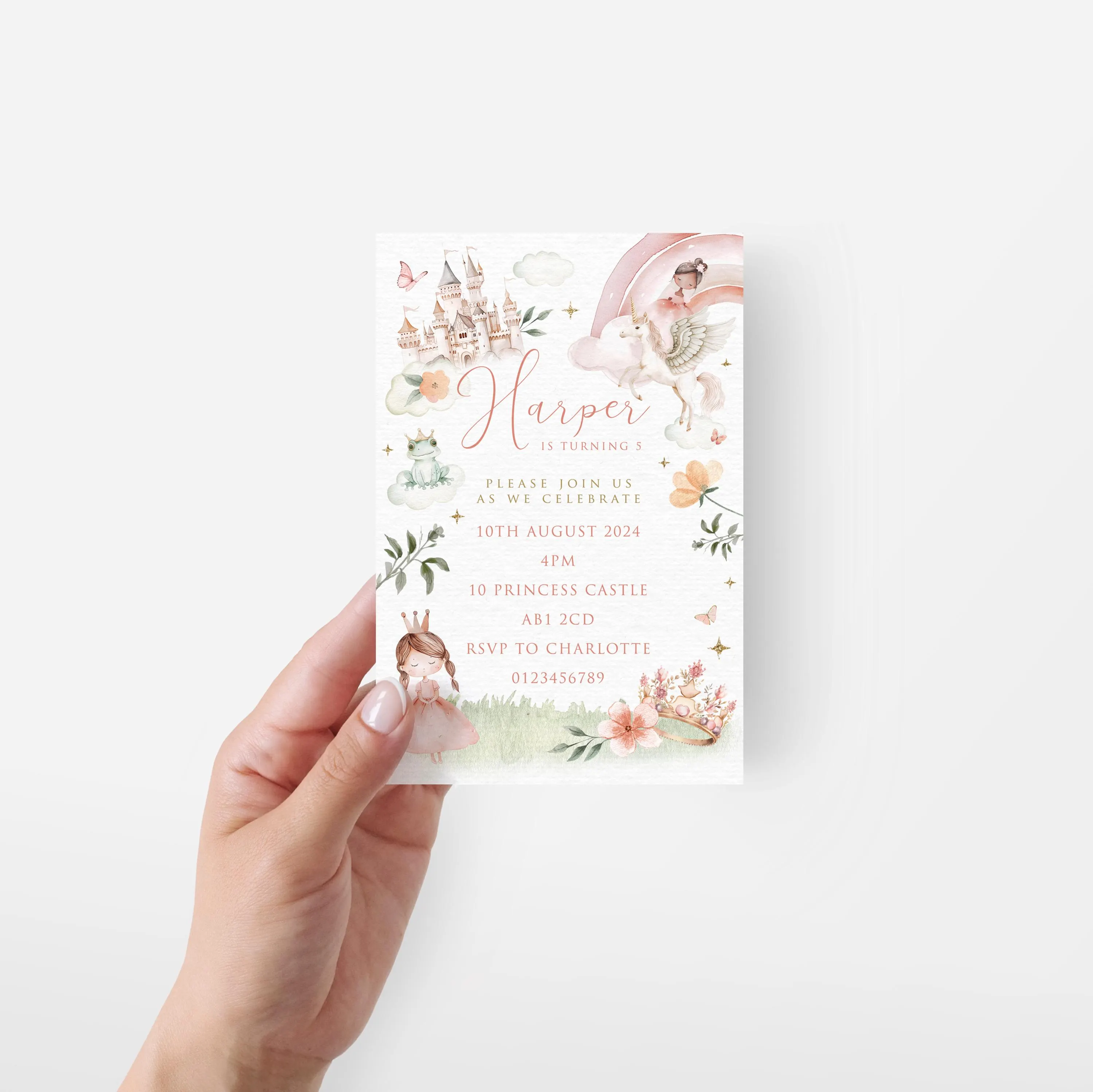 DIGITAL DOWNLOAD Personalised Princess Boho Party Invitation - image 3