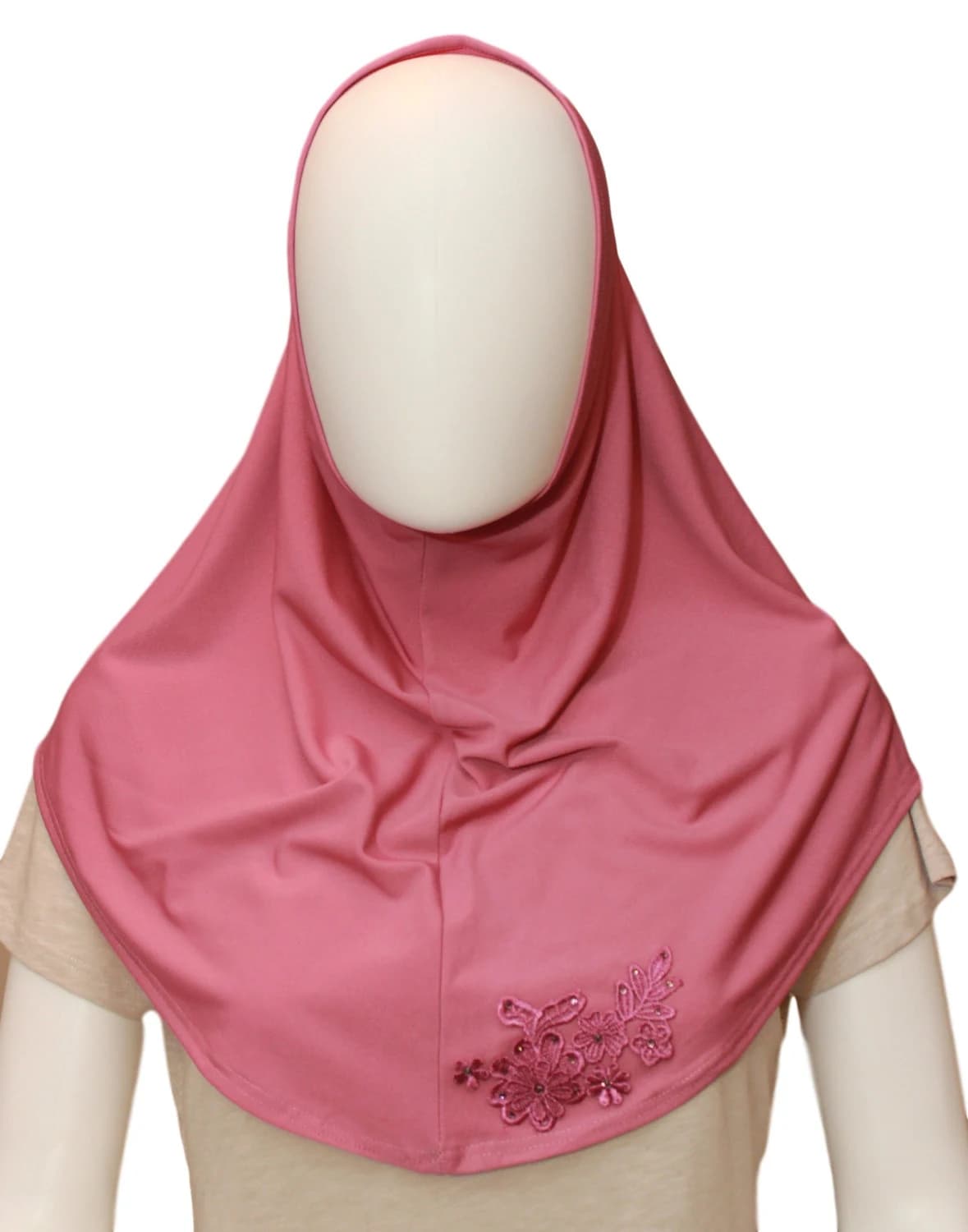 Pink Jersey Hijab: Handmade Muslim Head Wrap with Crochet - image 3