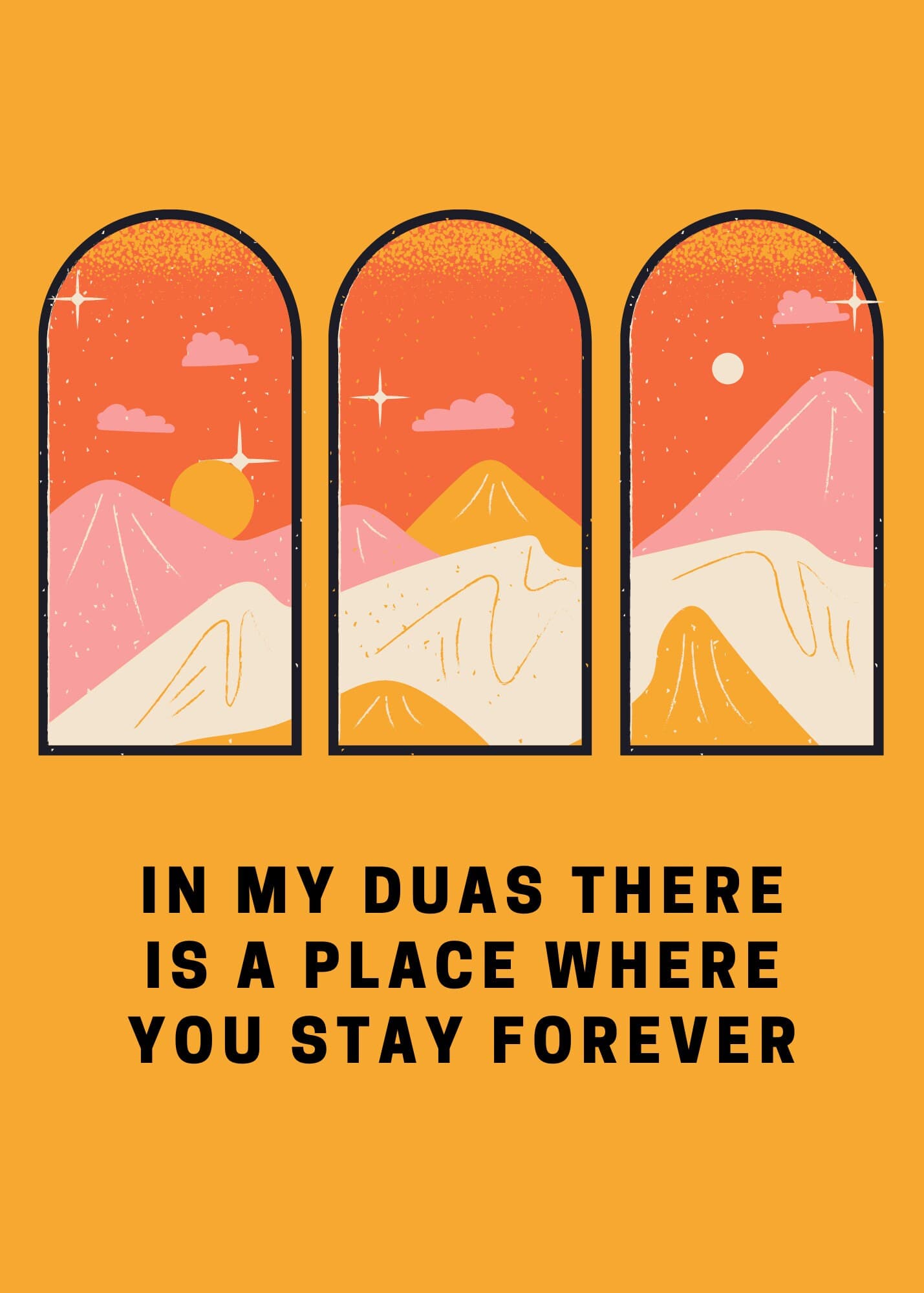 In my duas there is a place where you stay forever card design
