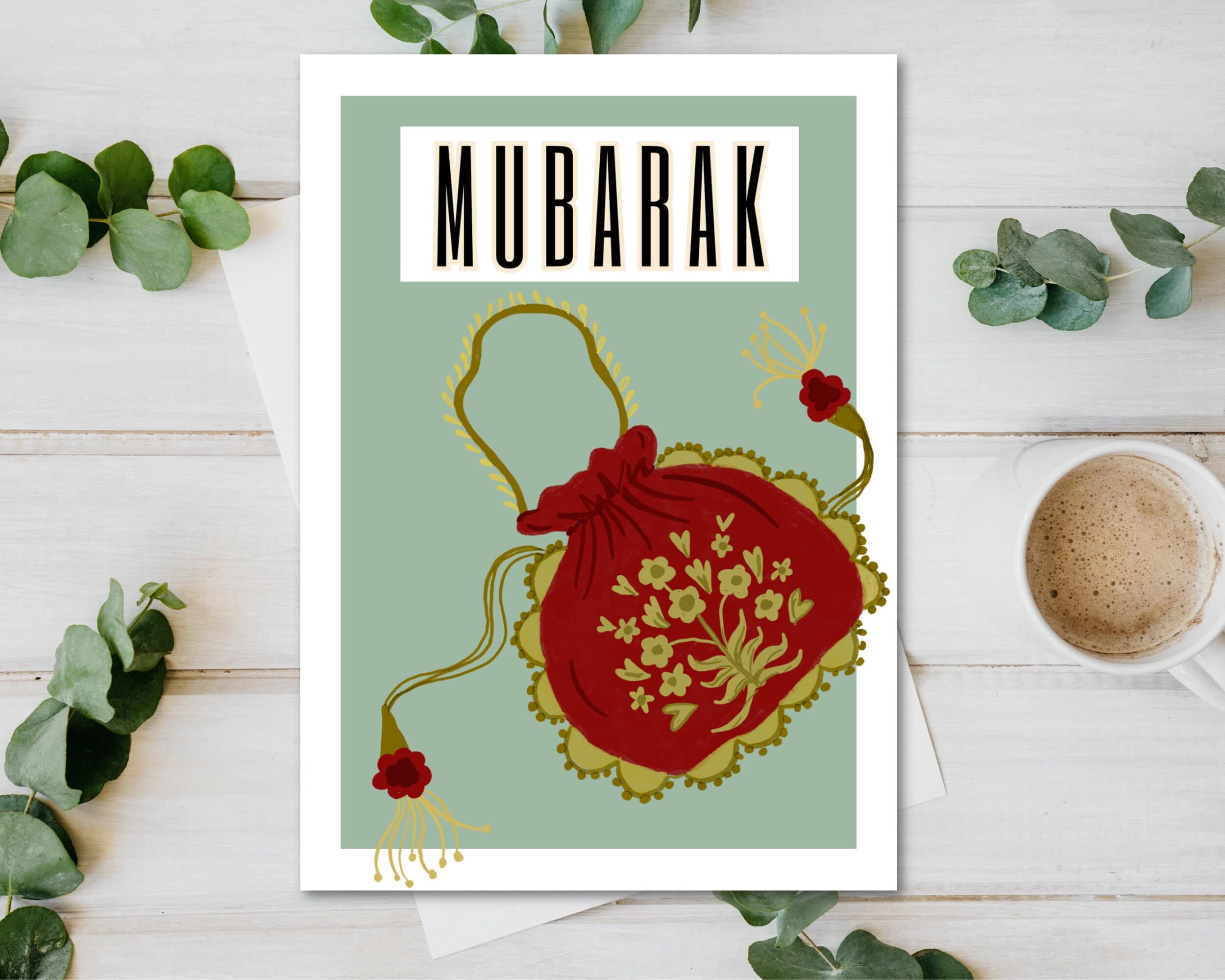Mubarak Celebration Card: Colorful South Asian Wedding, Nikkah, Sangeet - image 3
