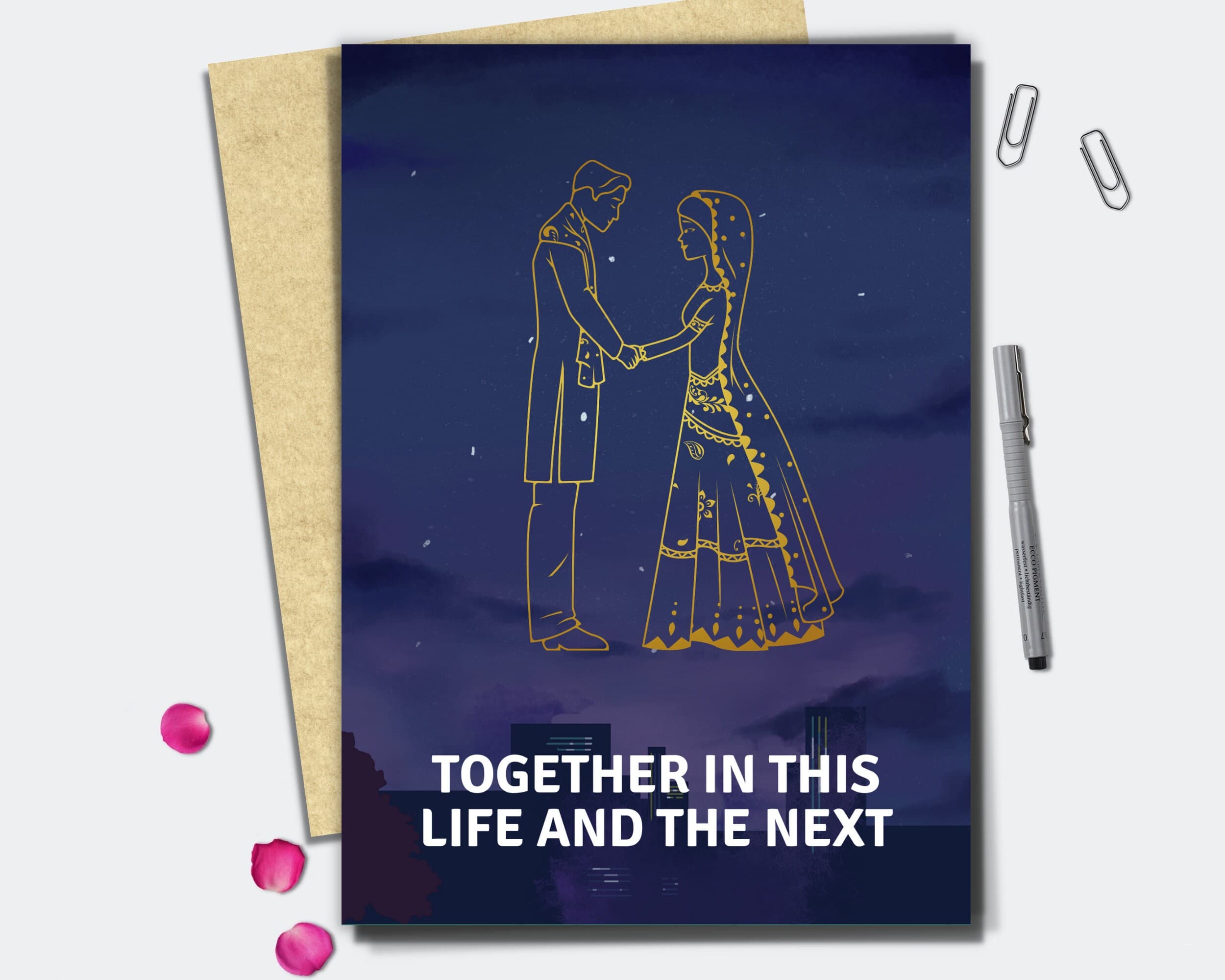 Indian Wedding Card: Nikkah Shaadi, Dulha Dulhan Couple (Digital Download)