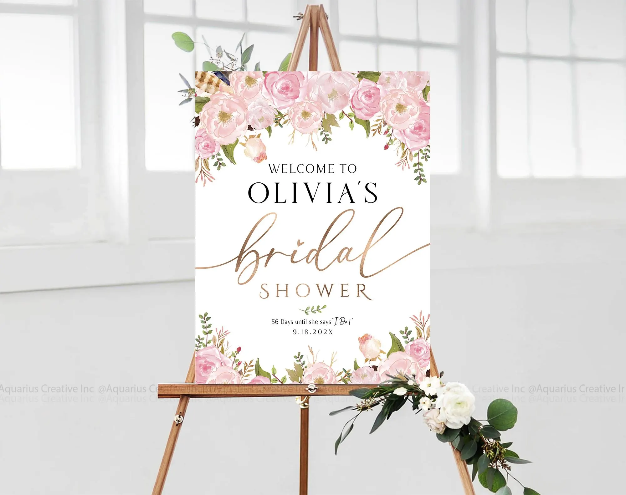 Bridal Shower Decor, Blush Pink Bridal Shower Decorations, Bridal Shower Banner, Bridal shower Invite, Bridal shower Poster, Blush Pink decor, Bridal Tea sign, Bridal Brunch Sign, Rose Gold Decor, Greenery Decor, Couples Shower Sign, Shower Sign