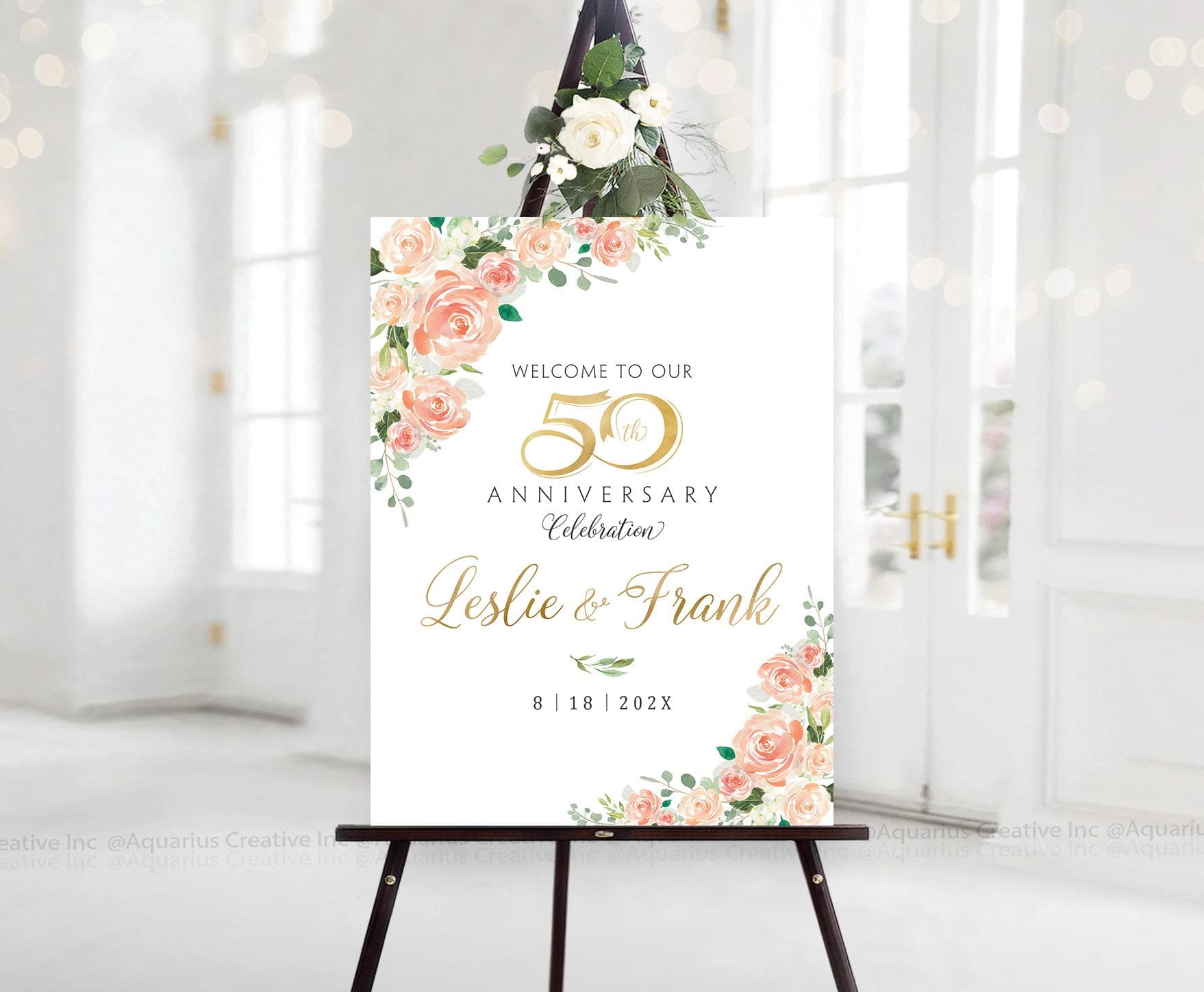 Personalized Wedding Anniversary sign, 50th Year Anniversary Sign, 50th Anniversary decorations, Wedding Anniversary Decor, Gold Wedding