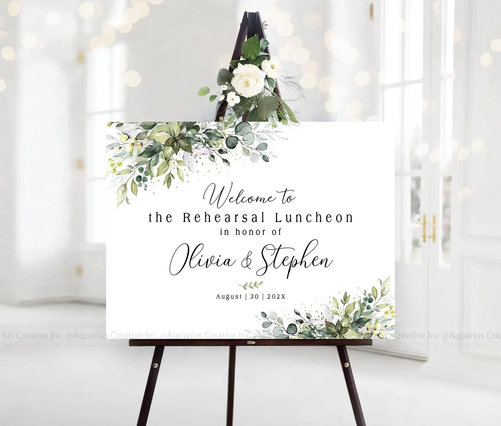 Rehearsal Dinner Sign, Rehearsal Luncheon Sign, Rehearsal Luncheon Decor, Rehearsal Dinner Welcome Sign, Greenery Eucalyptus Decor