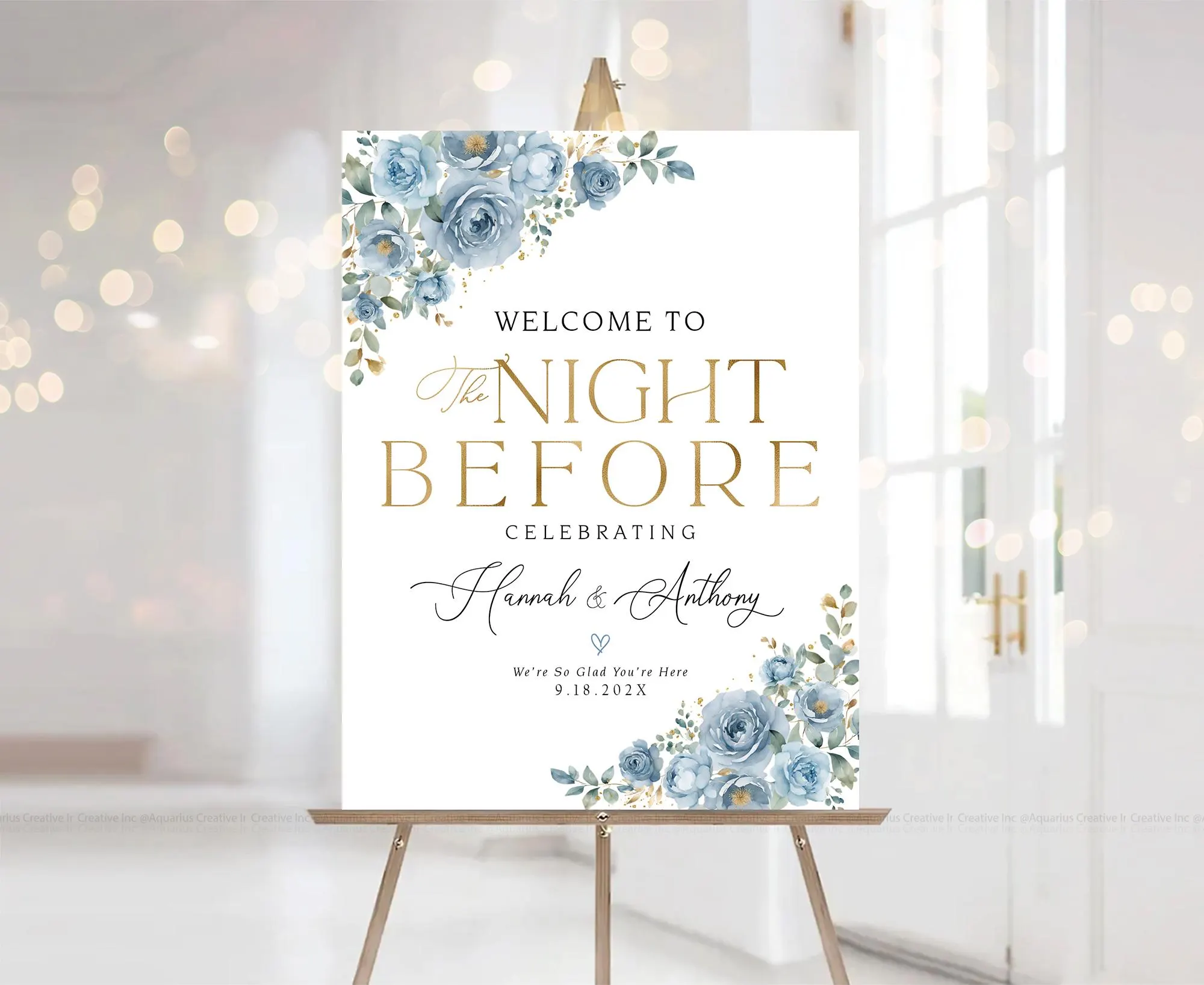 Rehearsal Dinner Sign, Welcome to the Night Before Sign, Wedding Rehearsal Sign, Engagement welcome sign, Greenery Wedding Decorations, One day Away Sign, The day before sign