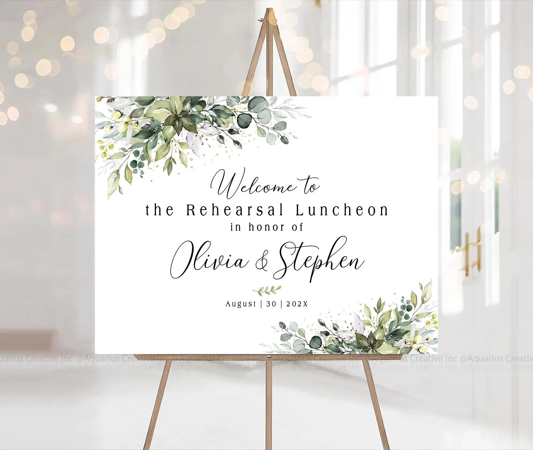 Rehearsal Dinner Sign, Rehearsal Luncheon Sign, Rehearsal Luncheon Decor, Rehearsal Dinner Welcome Sign, Greenery Eucalyptus Decor - image 3