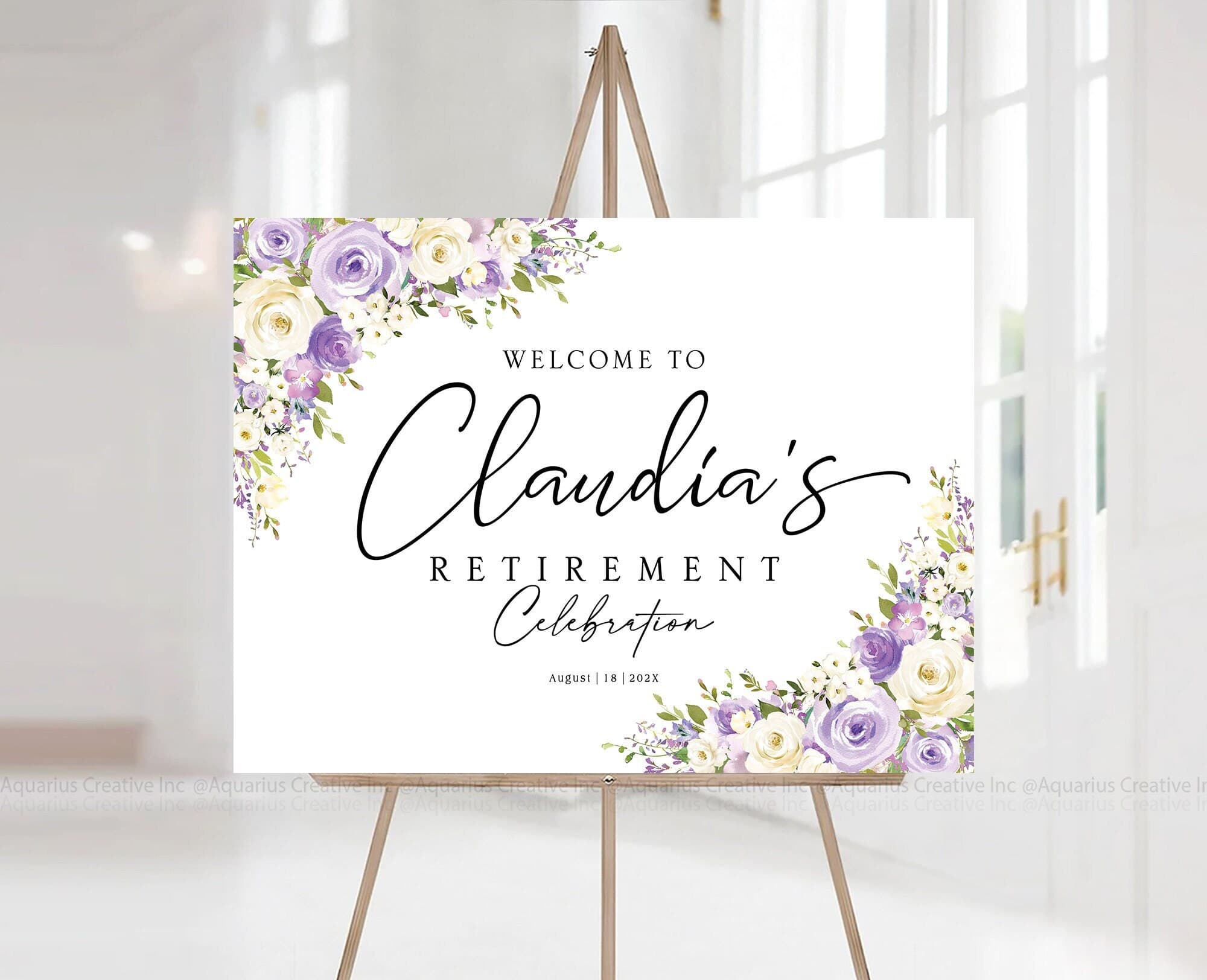 Retirement Party Sign, retirement welcome sign, Retirement Celebration Party Welcome Sign, Retirement Decor, Purple Retirement Decor - image 4