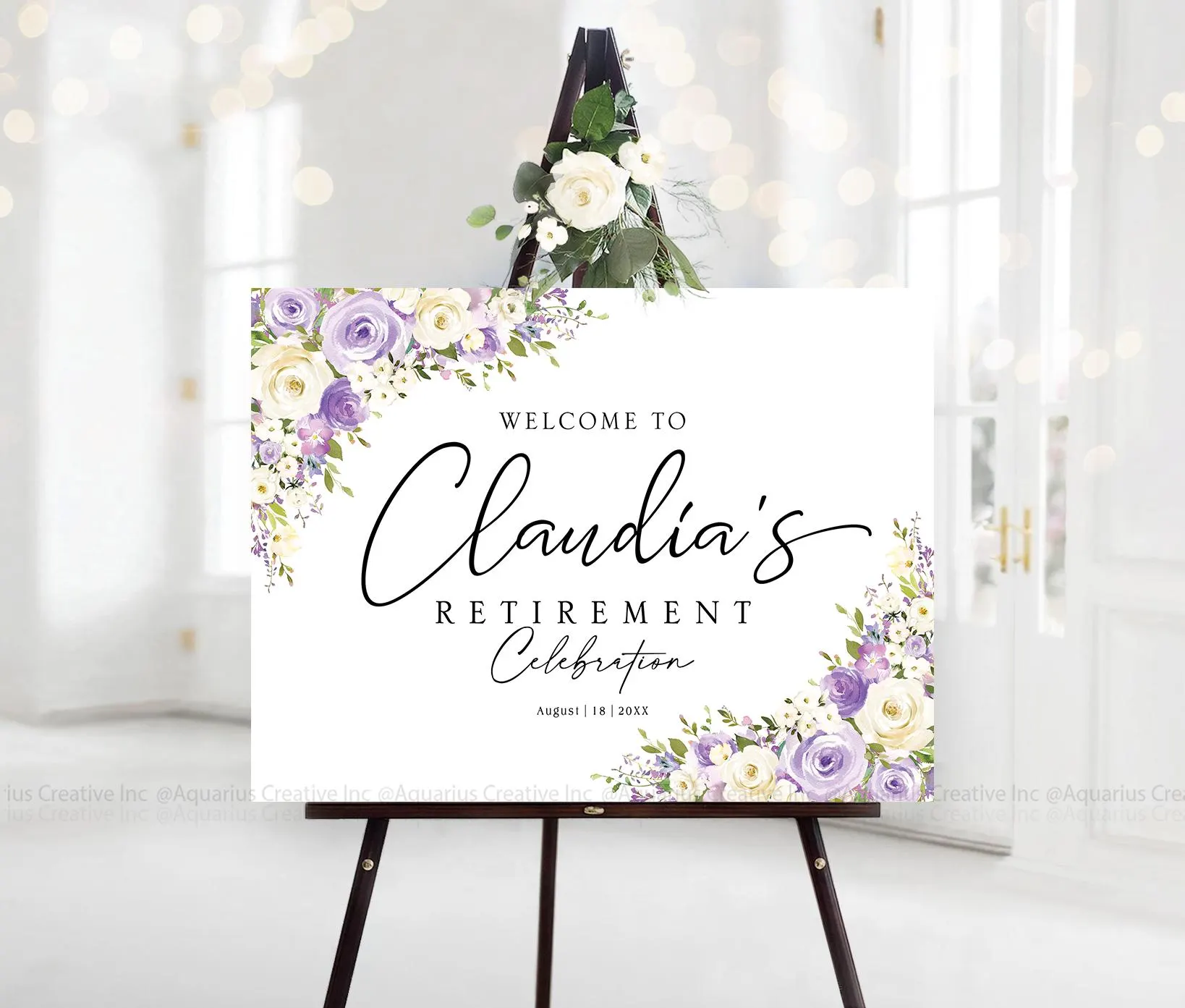 Retirement Party Sign, retirement welcome sign, Retirement Celebration Party Welcome Sign, Retirement Decor, Purple Retirement Decor
