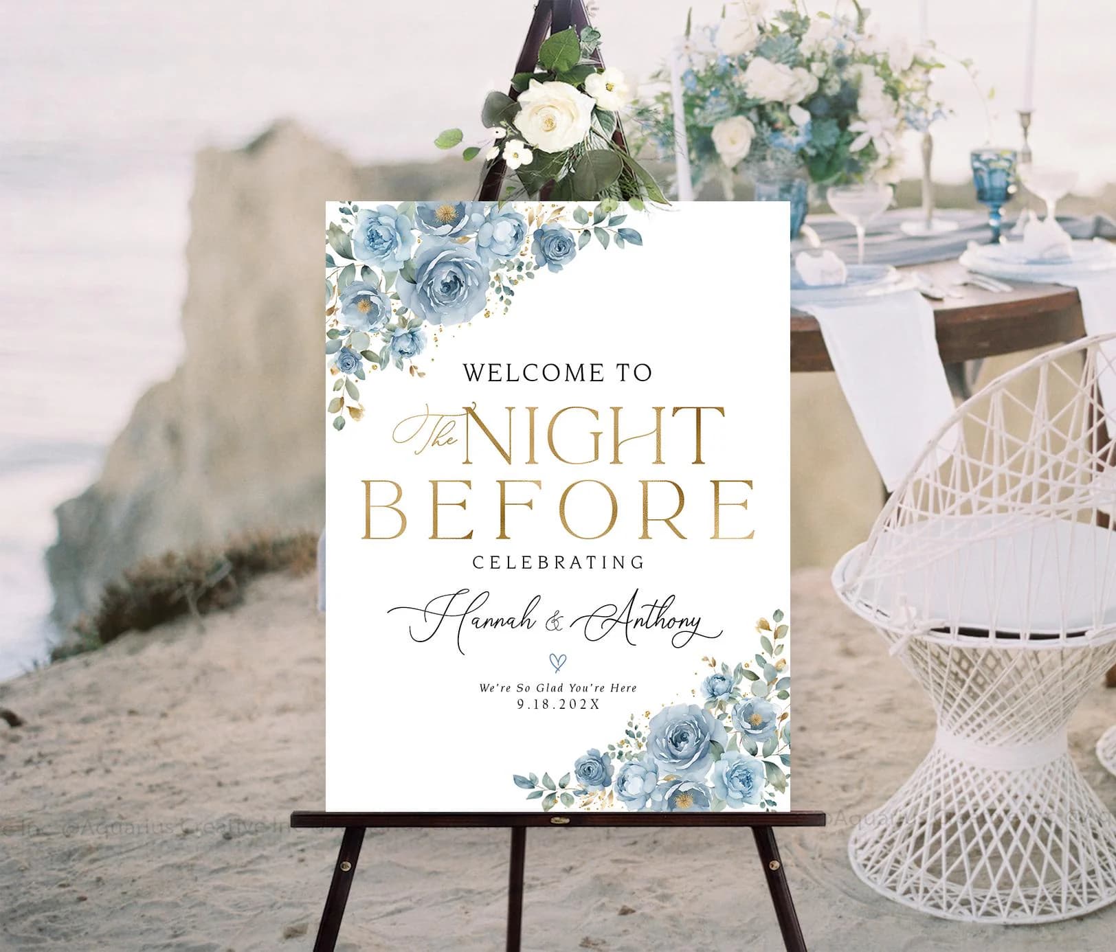 Rehearsal Dinner Sign, Welcome to the Night Before Sign, Wedding Rehearsal Sign, Engagement welcome sign, Greenery Wedding Decorations, One day Away Sign, The day before sign