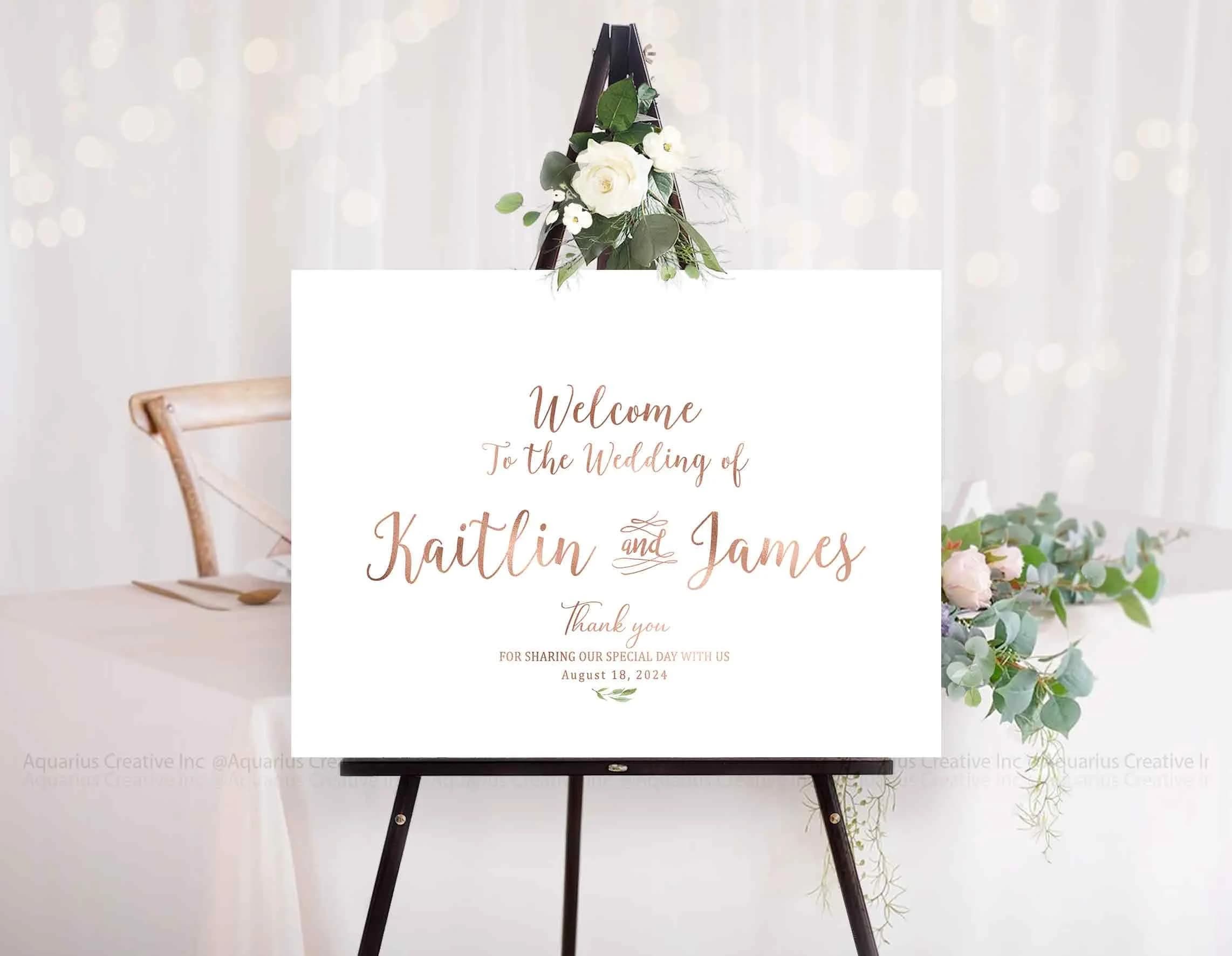 Wedding Welcome Sign, Wedding Invitations, Wedding signs, Rose gold Wedding Sign, Venue Entrance Sign, Wedding decorations, Wedding decor
