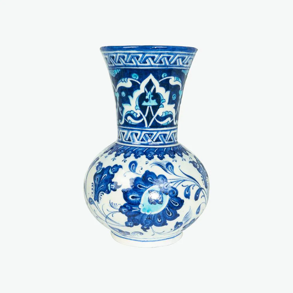 ANATOLIAN TILE VASE with Rumi-Hatai Pattern / Handmade