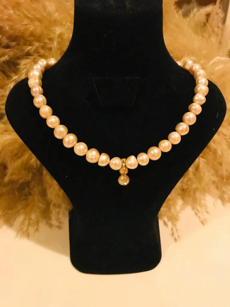 PINK PEARL NECKLACE / Handmade - image 3