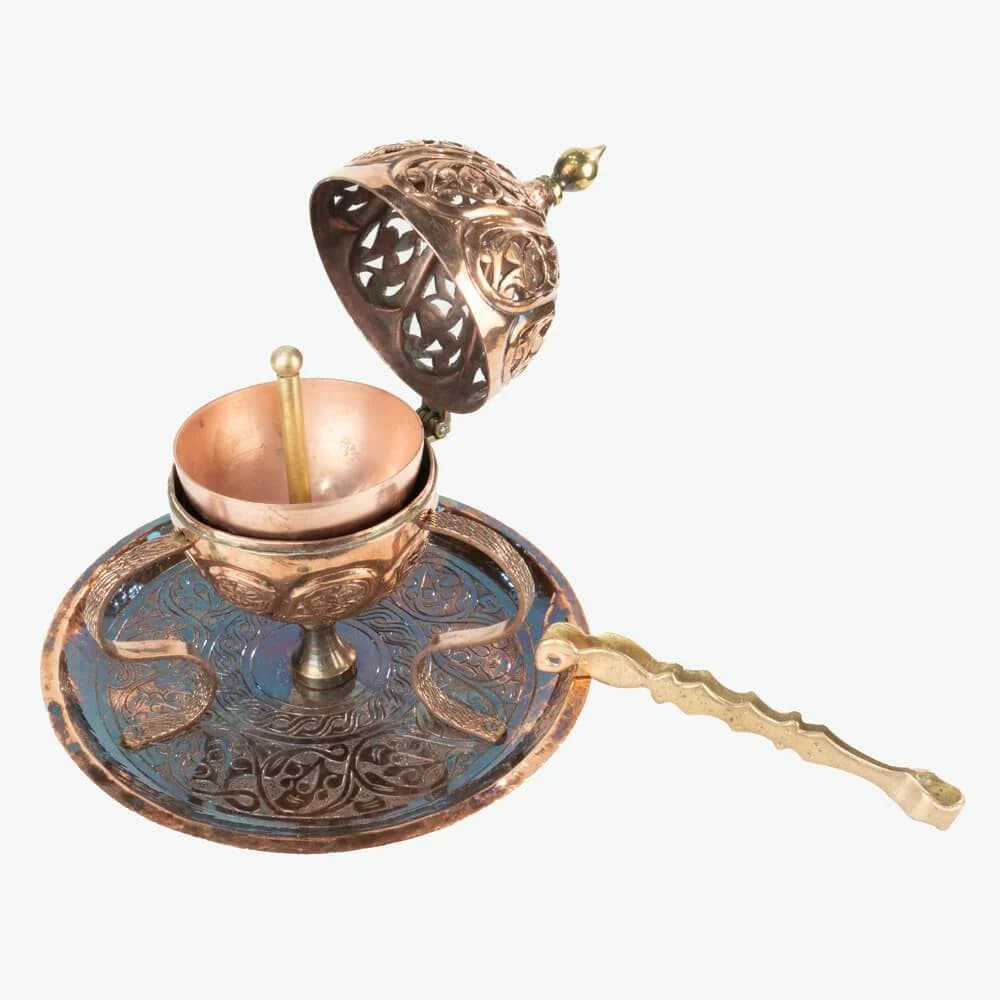 ANATOLIAN Copper INSENCE BURNER with Leaf Pattern / Handmade - image 3