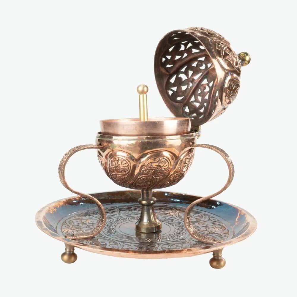 ANATOLIAN Copper INSENCE BURNER with Leaf Pattern / Handmade - image 4