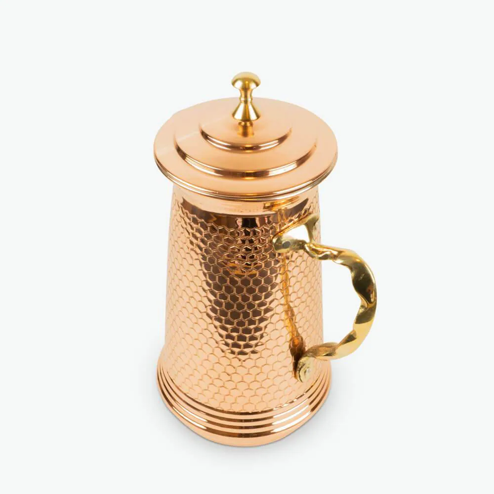 COPPER PITCHER-MUG Set / 6 Person / Handmade / Copper Beating Jug Set - image 5
