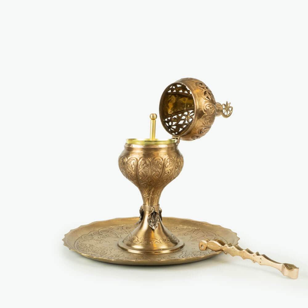 COPPER INSENCE BURNER with Spiral, Star and Crescent Pattern / Handmade - image 2