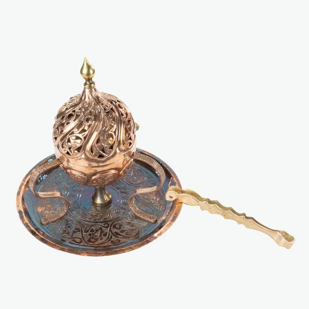 ANATOLIAN Copper INSENCE BURNER with Leaf Pattern / Handmade - image 2