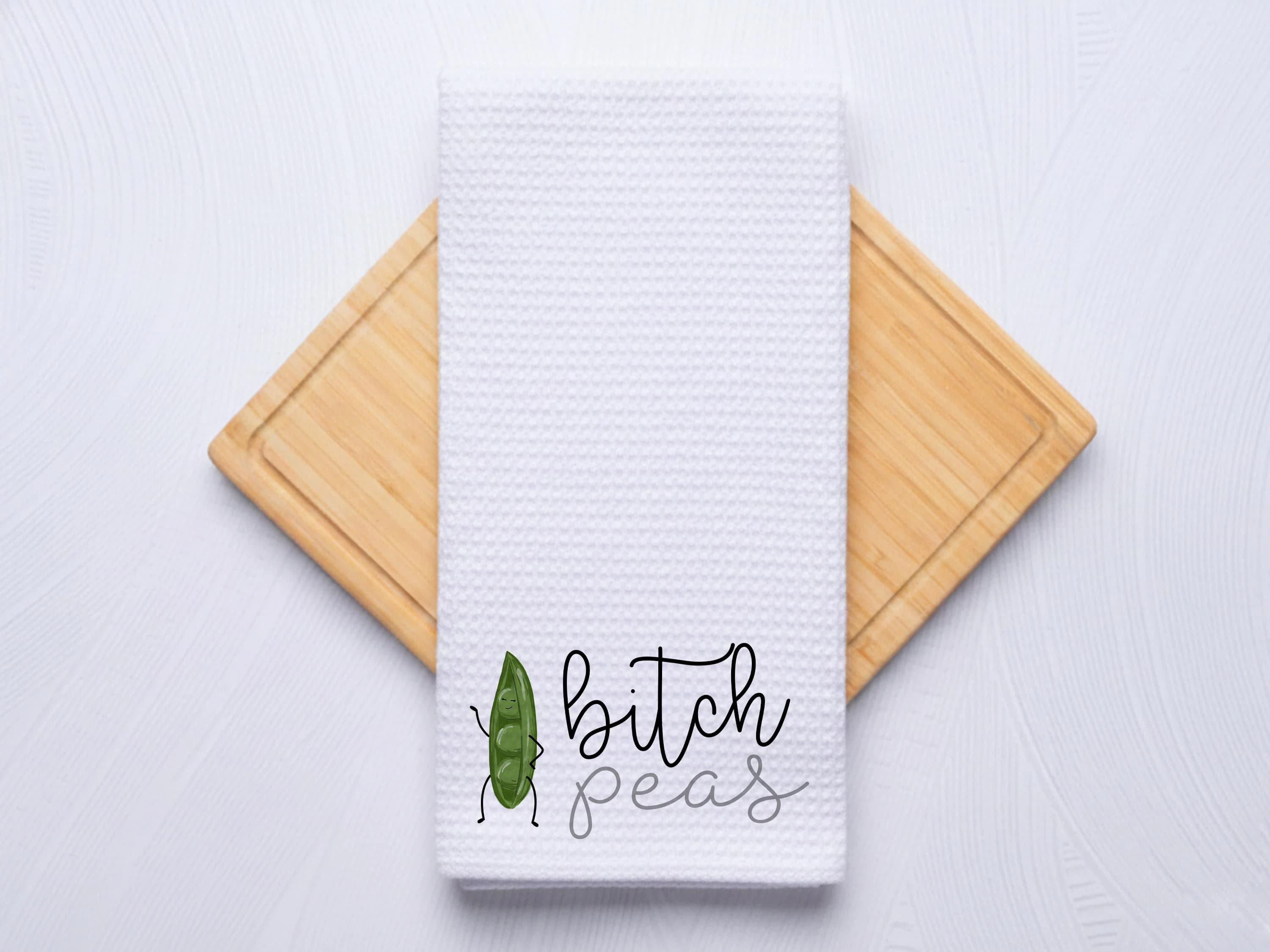 Bitch Peas Custom Funny Food Pun Kitchen Towel