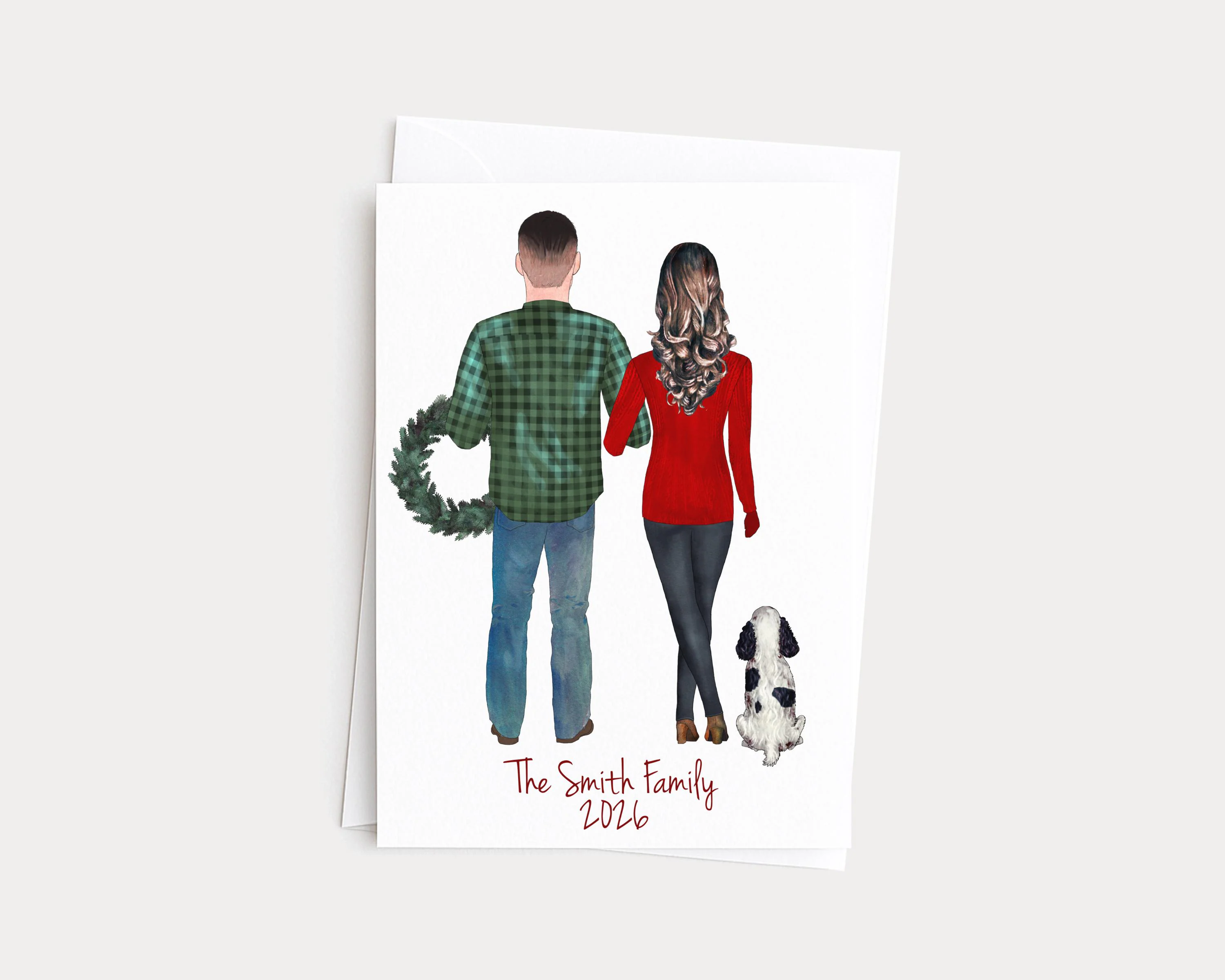 Personalized Couples Christmas Greeting Card with Pets